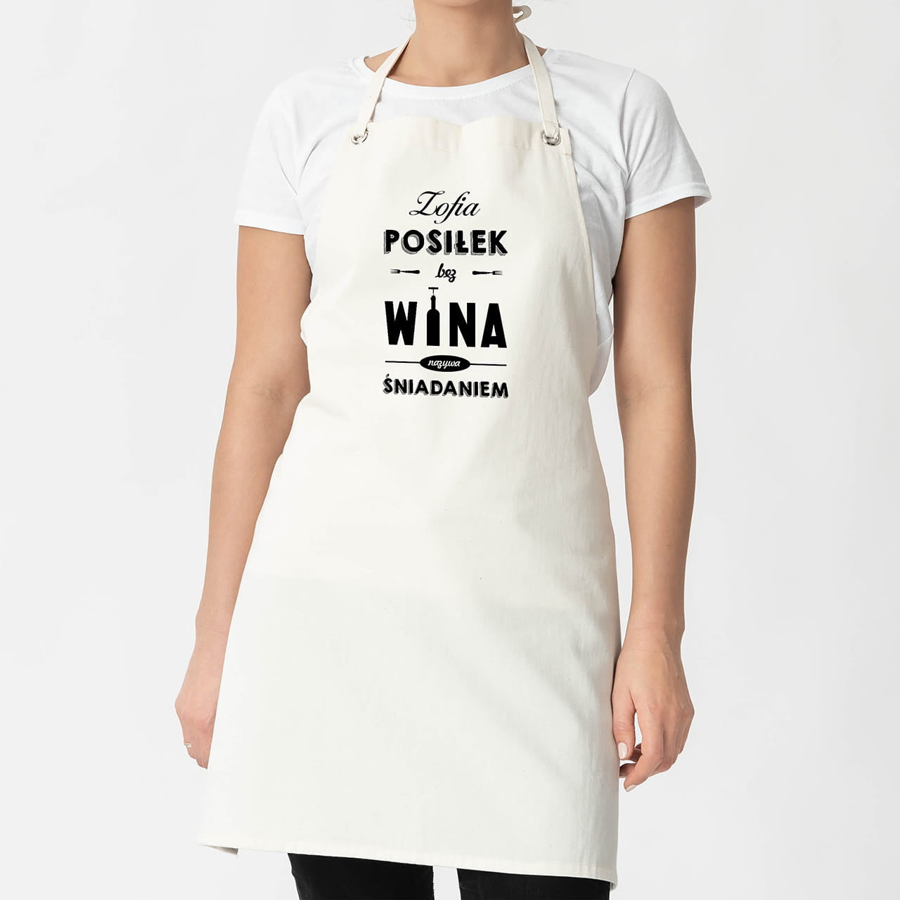 Fartuch z nadrukiem dla miłośniczki wina fartuch kuchenny fartuch personalizowany fartuch do kuchni