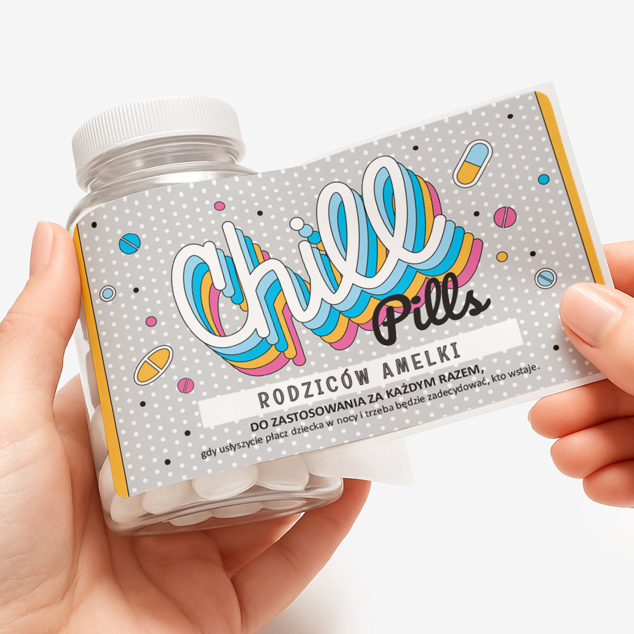 Opakowanie na miętówki/cukierki z etykietą personalizowaną - gratulacje z okazji narodzin dziecka