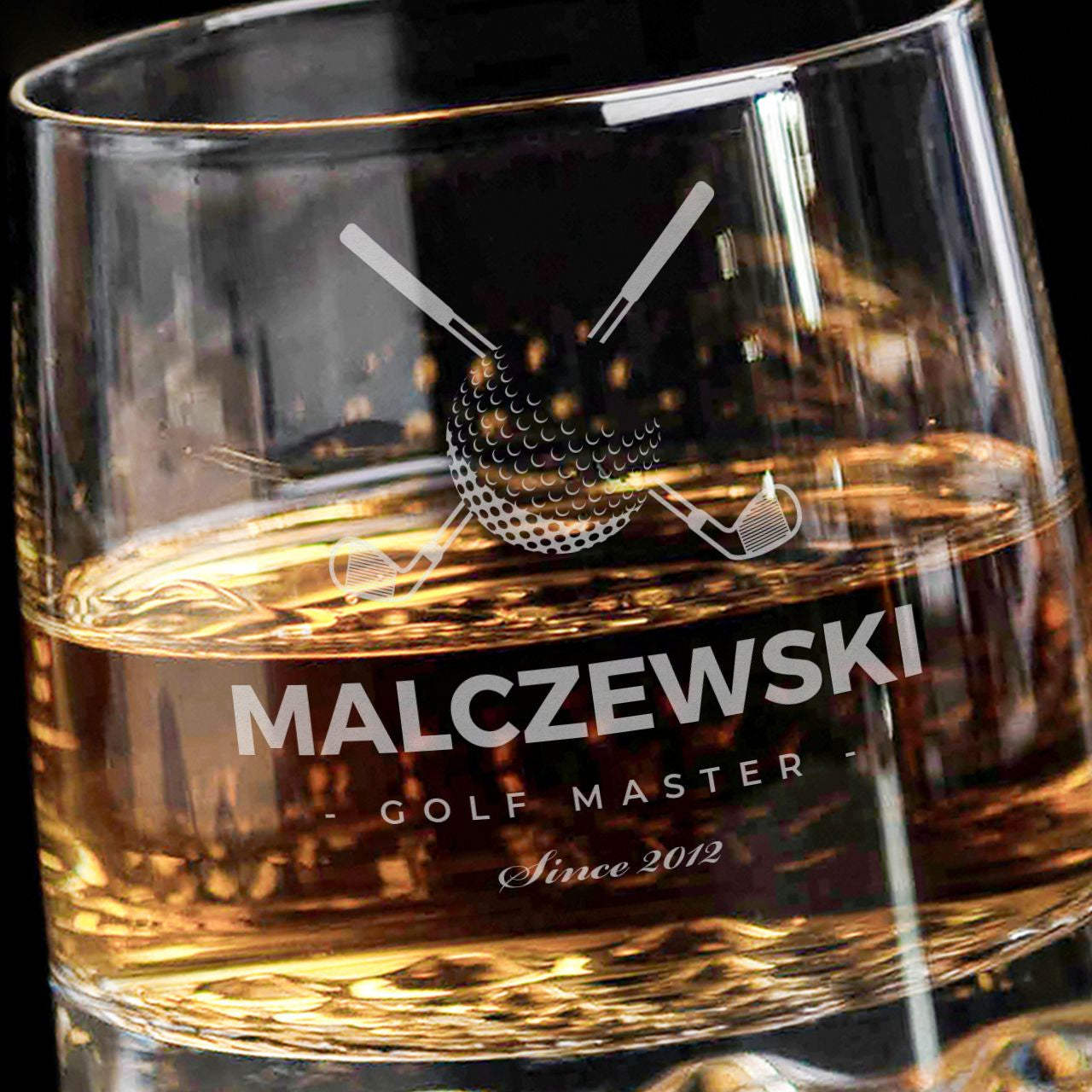 Grawerowana szklanka do whisky Golf Master - prezent dla golfisty