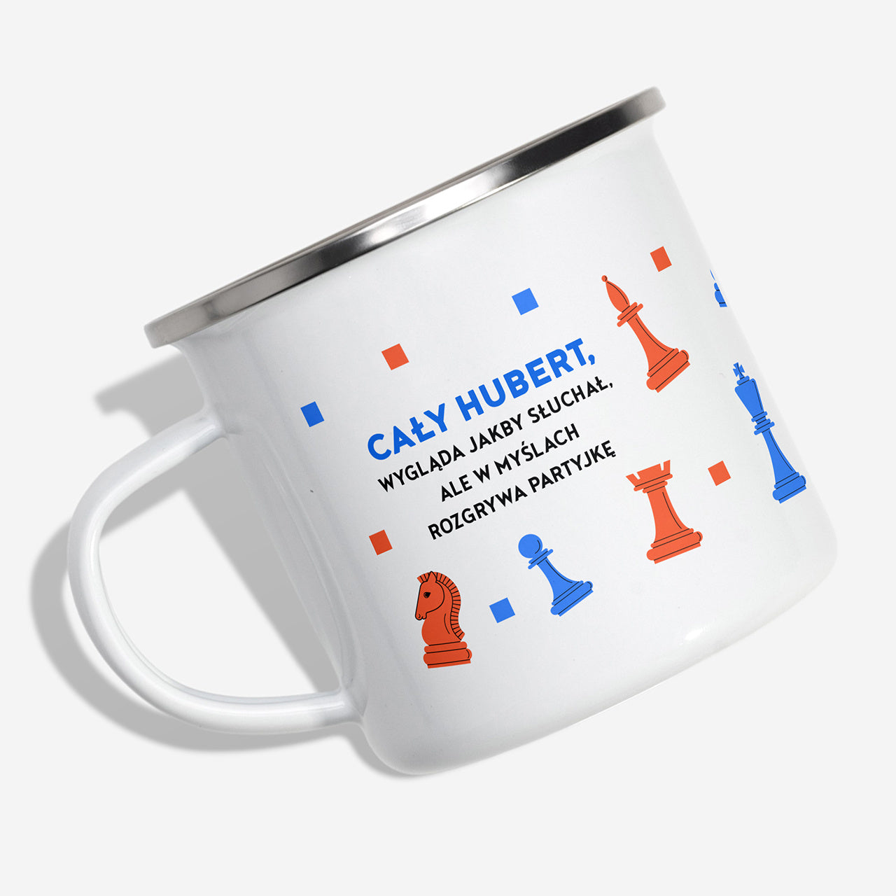 Emaliowany kubek dla szachisty prezent dla młodego szachisty personalizowany kubek dla dziecka