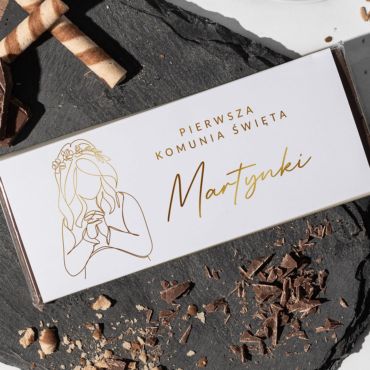 Czekolada z dedykacją - upominek na komunie dla dziewczynki  upominek komunijny dla dziewczynki