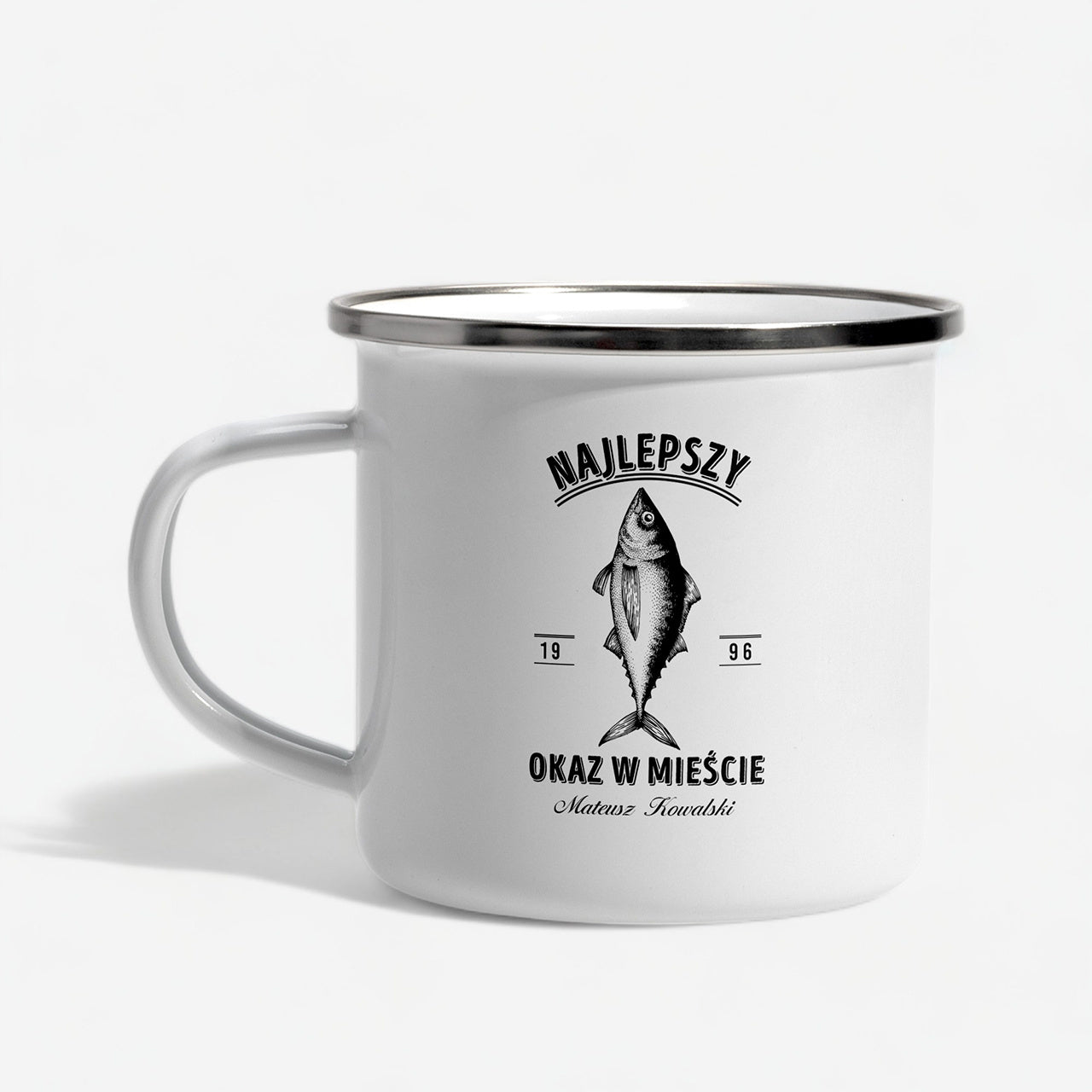 Emaliowany kubek wędkarza - Najlepszy Okaz kubek dla wędkarza prezent dla wędkarza prezent dla niego