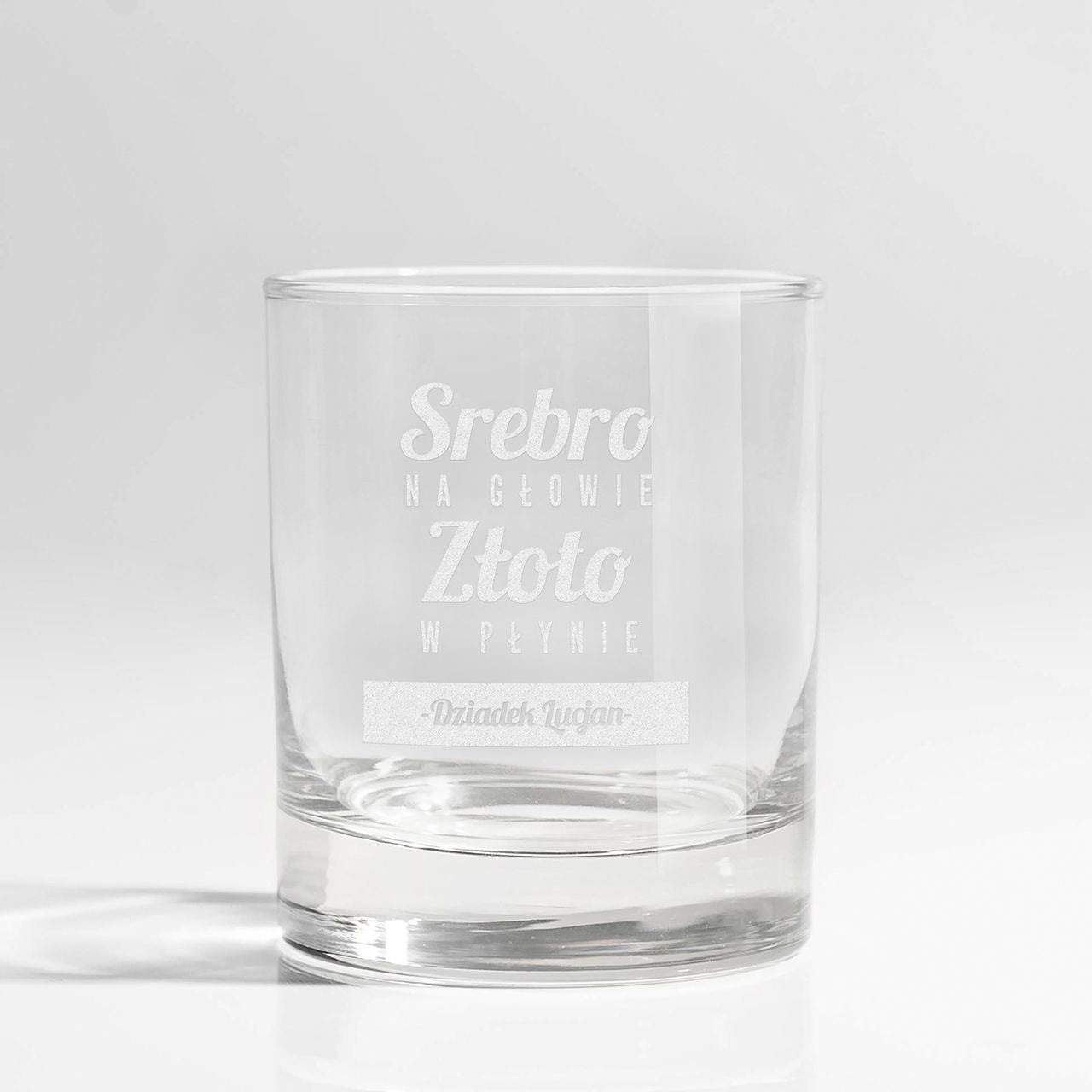 Grawerowana szklanka do whisky - Złoto W Płynie - prezent z okazji dnia dziadka