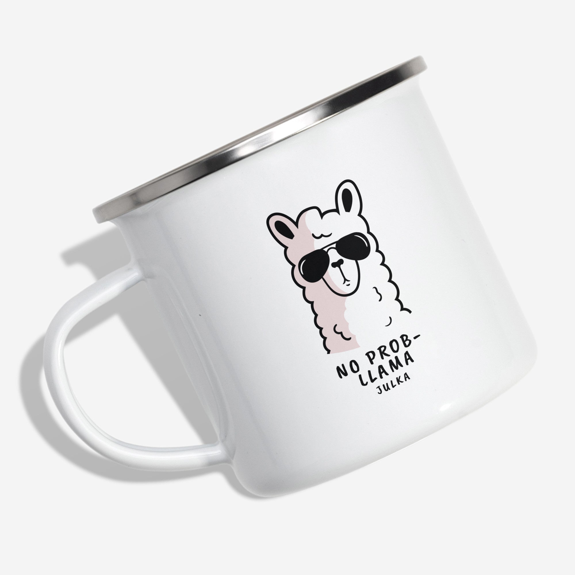 Śmieszny kubek emaliowany - lama