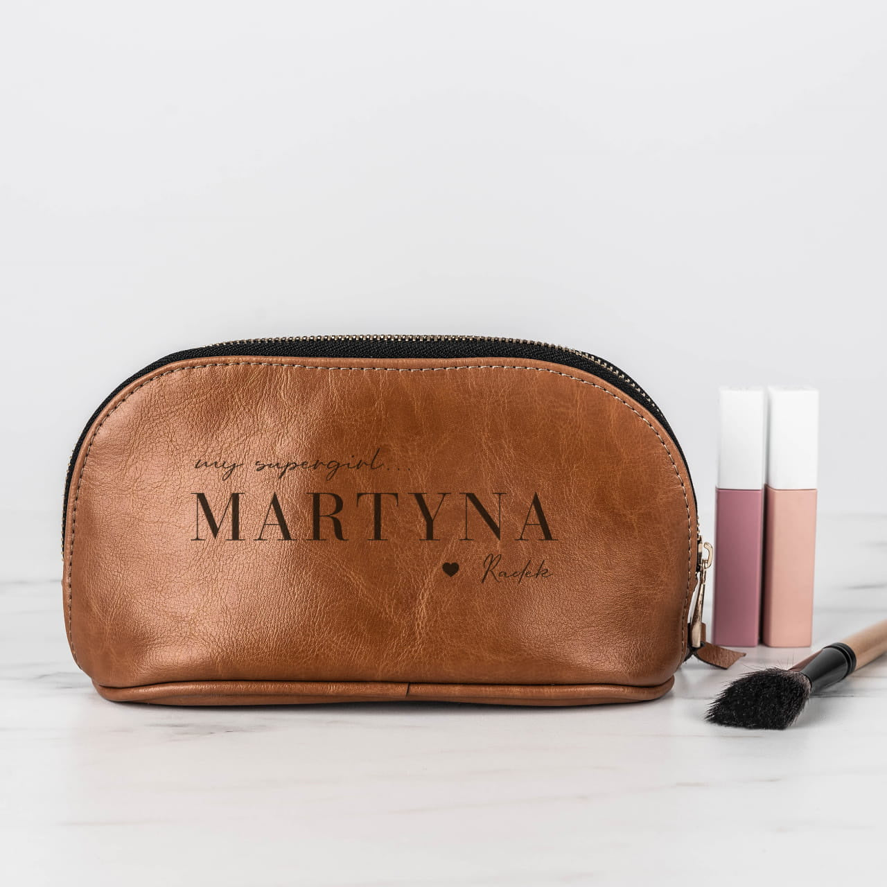 Kosmetyczka damska- prezent na rocznicę dla dziewczyny prezent dla dziewczyny na rocznicę skórzana kosmetyczka