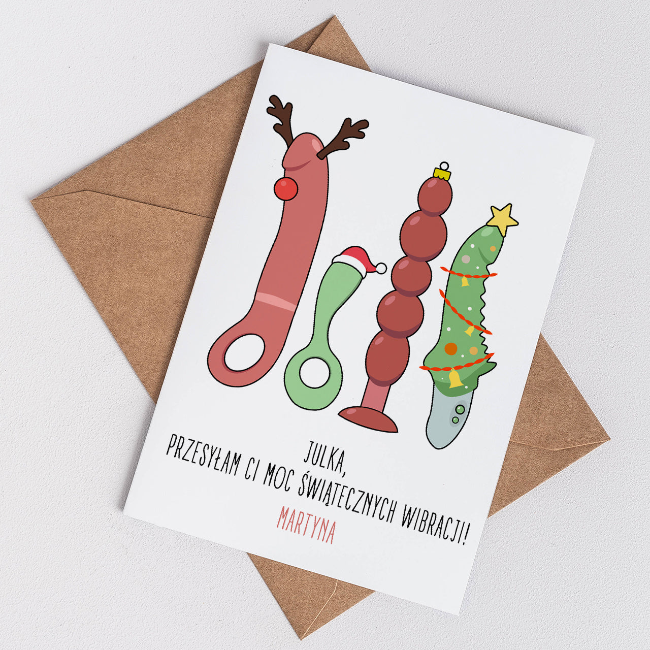 Kartka a4 świąteczna dla przyjaciółki - śmieszny upominek