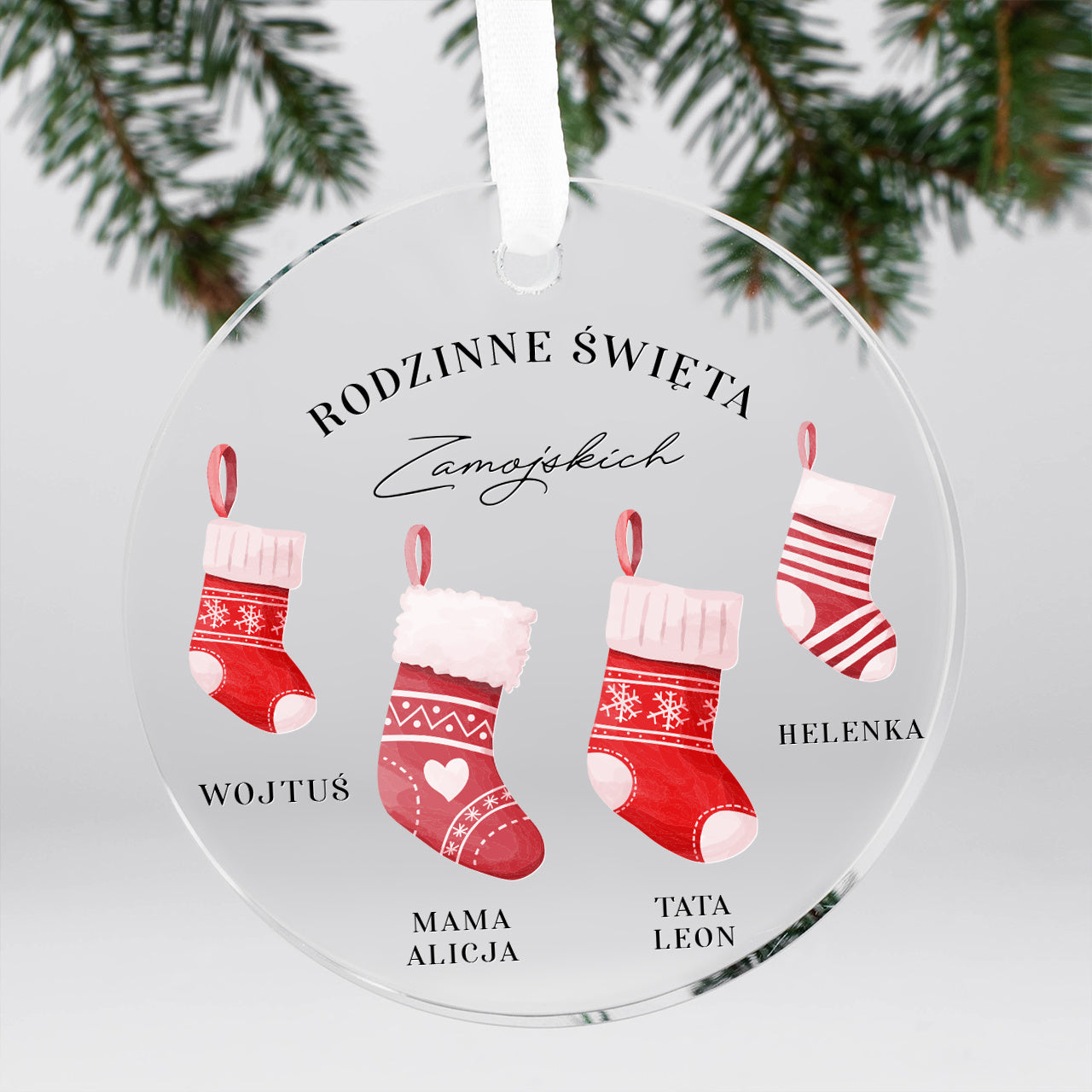 Szklana zawieszka świąteczna - Rodzinne Święta