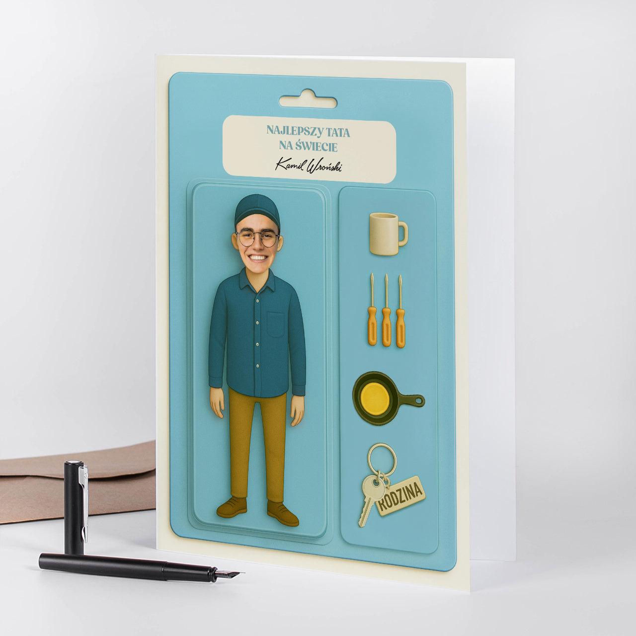Oryginalna kartka A4 upominek na Dzień Taty prezent dla Taty prezent na Dzień Ojca upominek dla Taty od dziecka