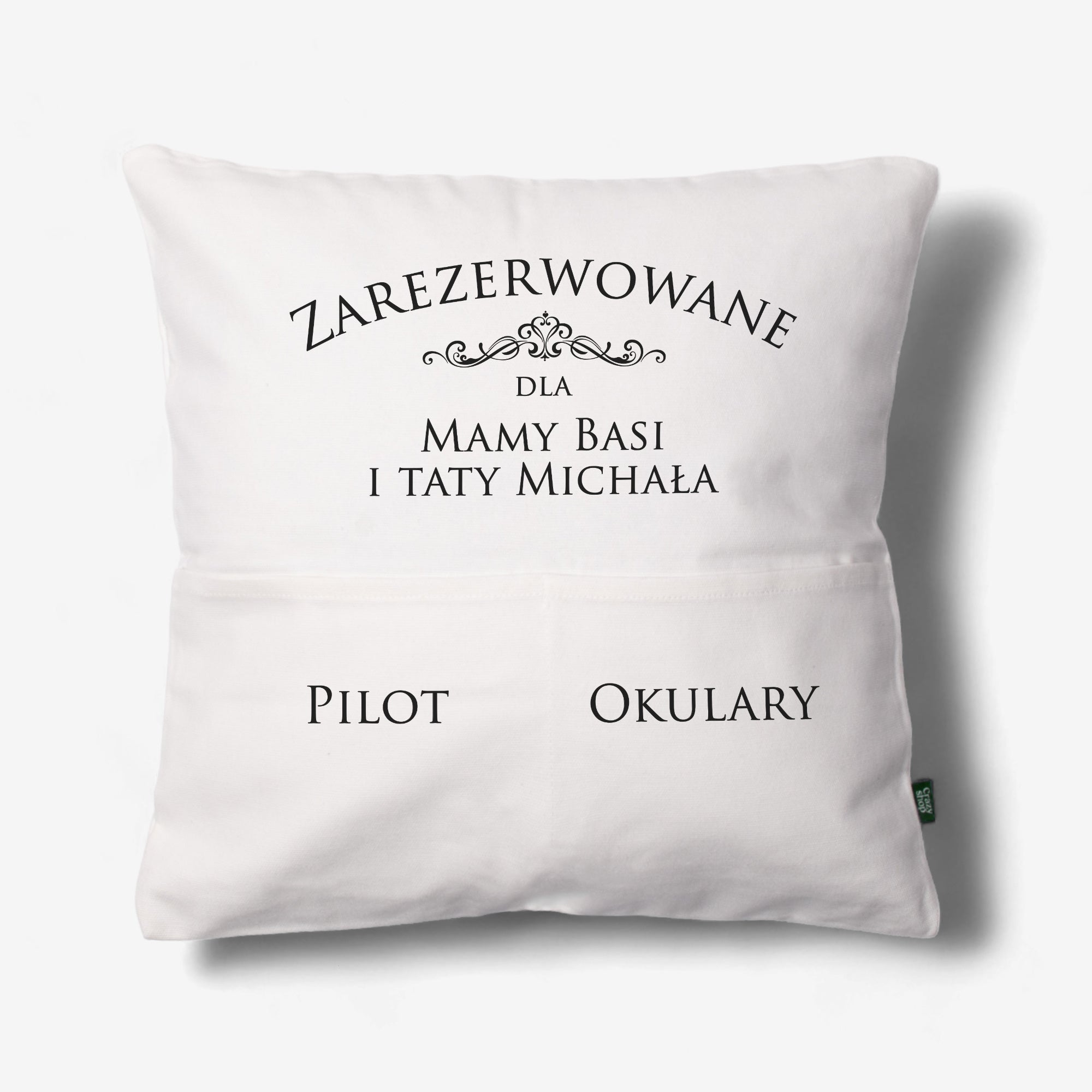 Personalizowana poduszka z kieszeniami dla rodziców