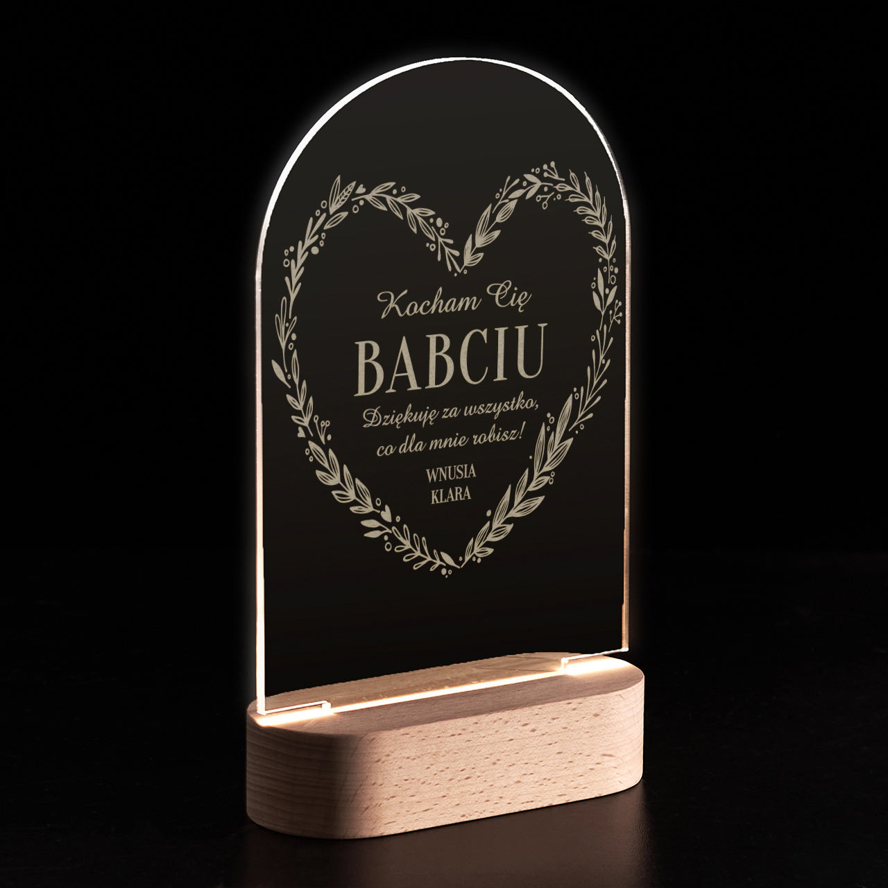 Personalizowana lampka dla babci statuetka na Dzień Babci prezent dla babci prezent na Dzień Babci
