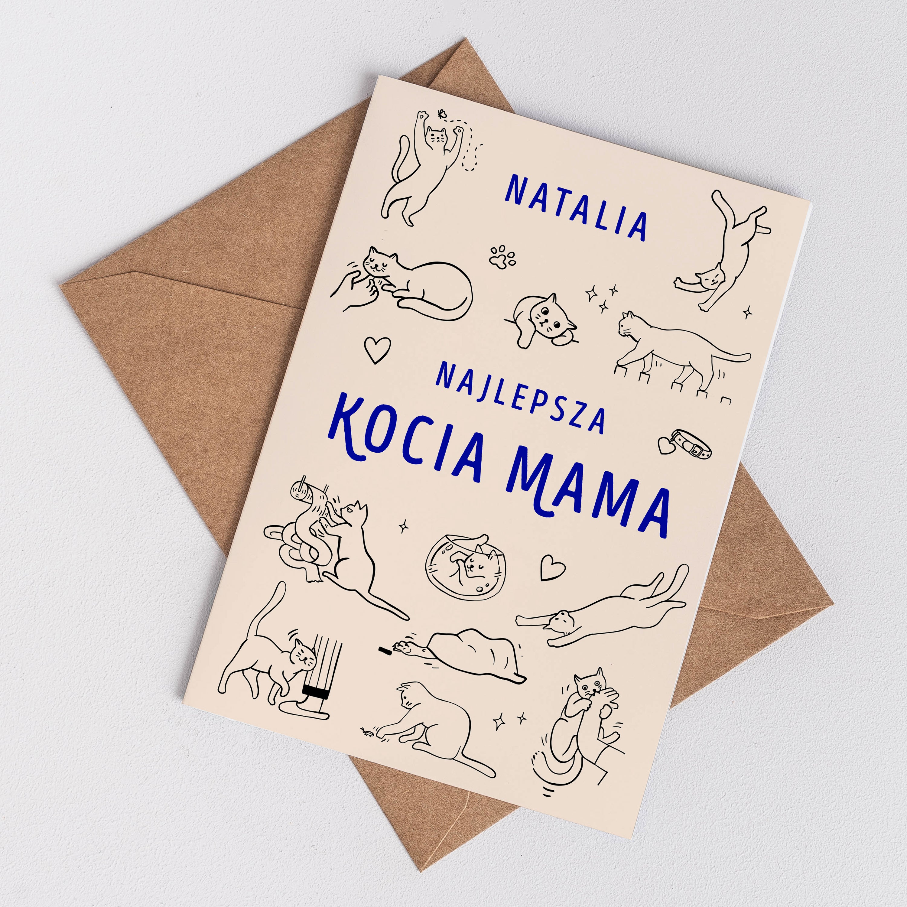 Kartka dla kociary - kocia mama pomysł na prezent dla kociary prezent dla kociej mamy prezent dla kociary