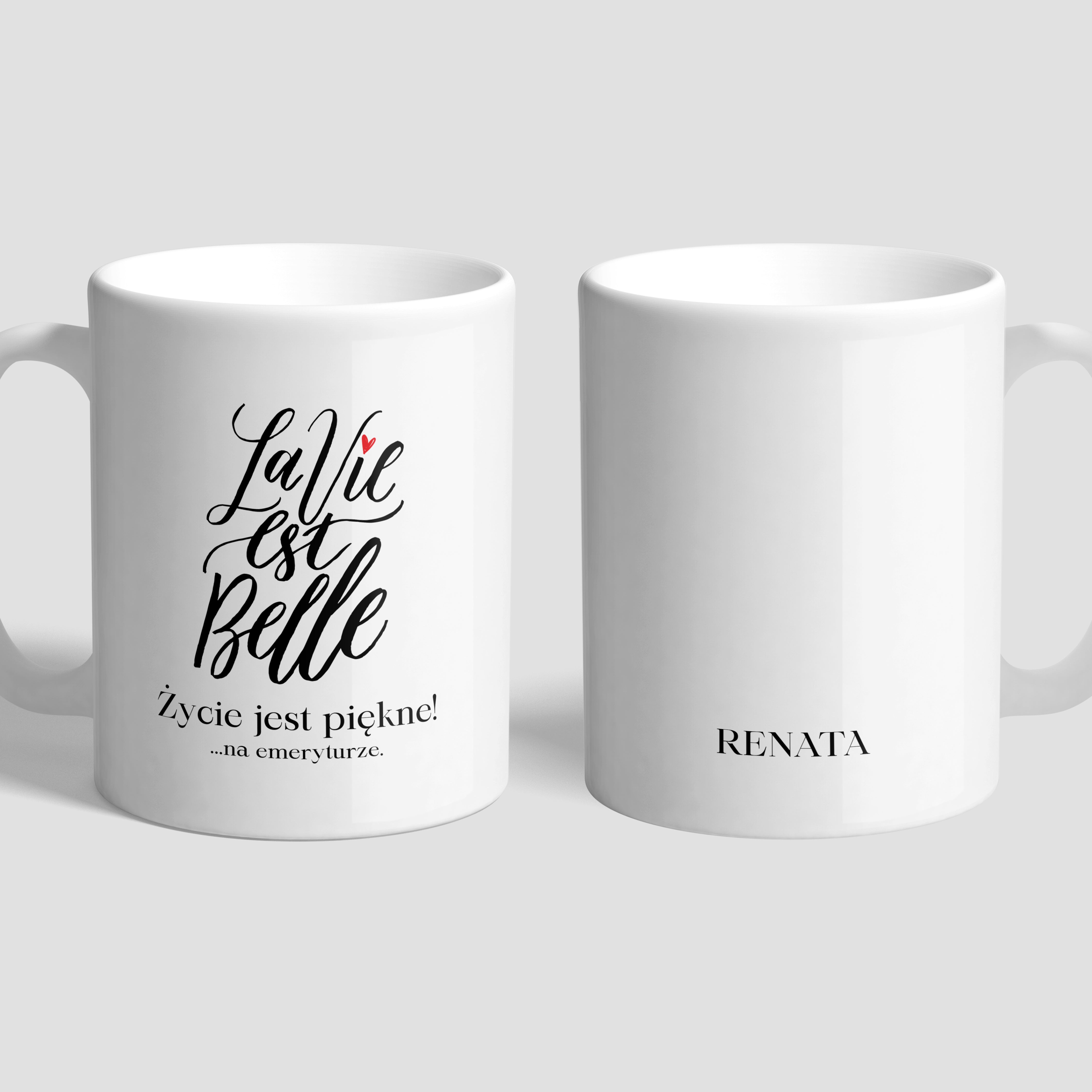 Kubek imienny - prezent dla koleżanki z okazji emerytury prezent na emeryturę prezent dla emerytki