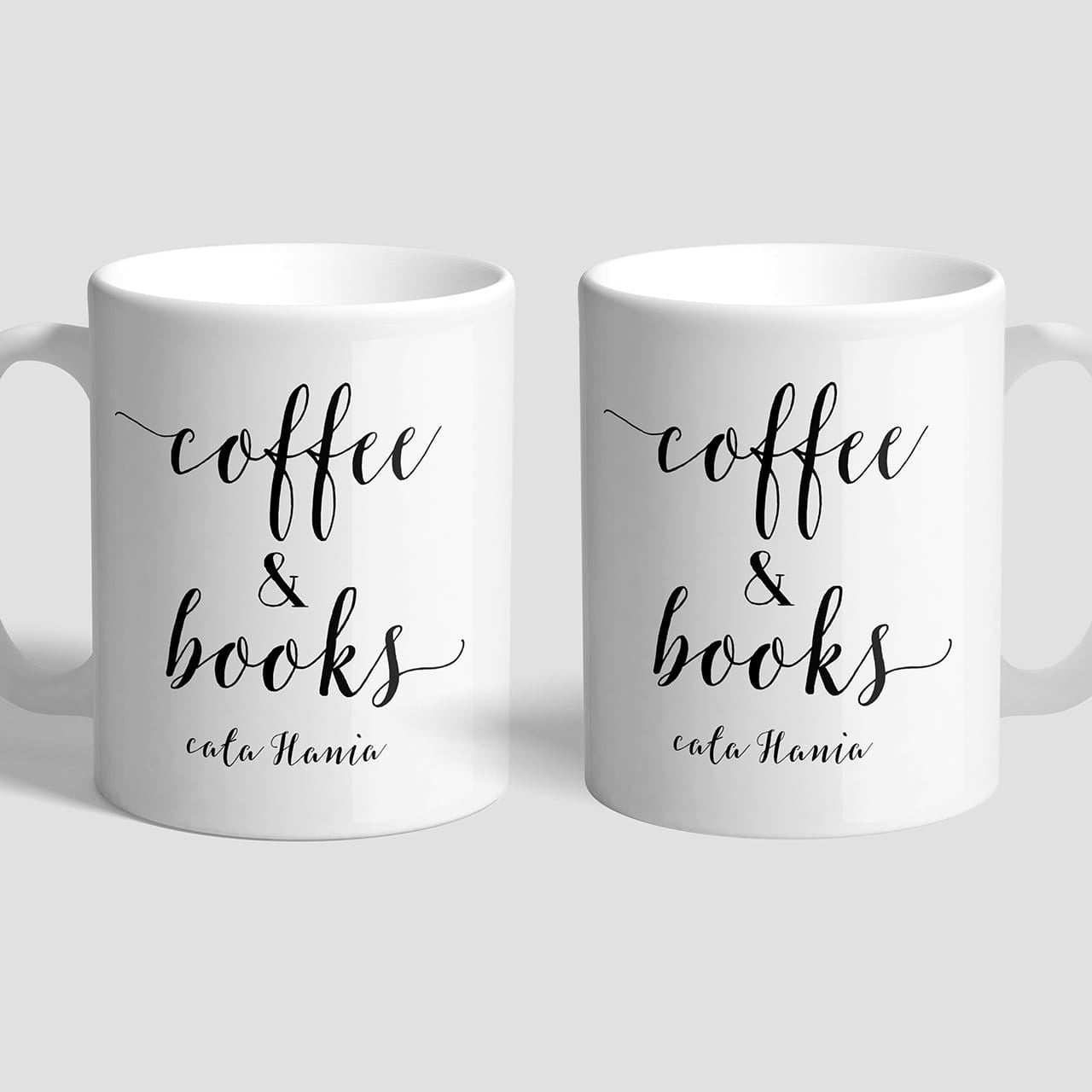 Personalizowany kubek - Kawa I Książki - prezent dla miłośnika książek kubek personalizowany prezent dla książkary