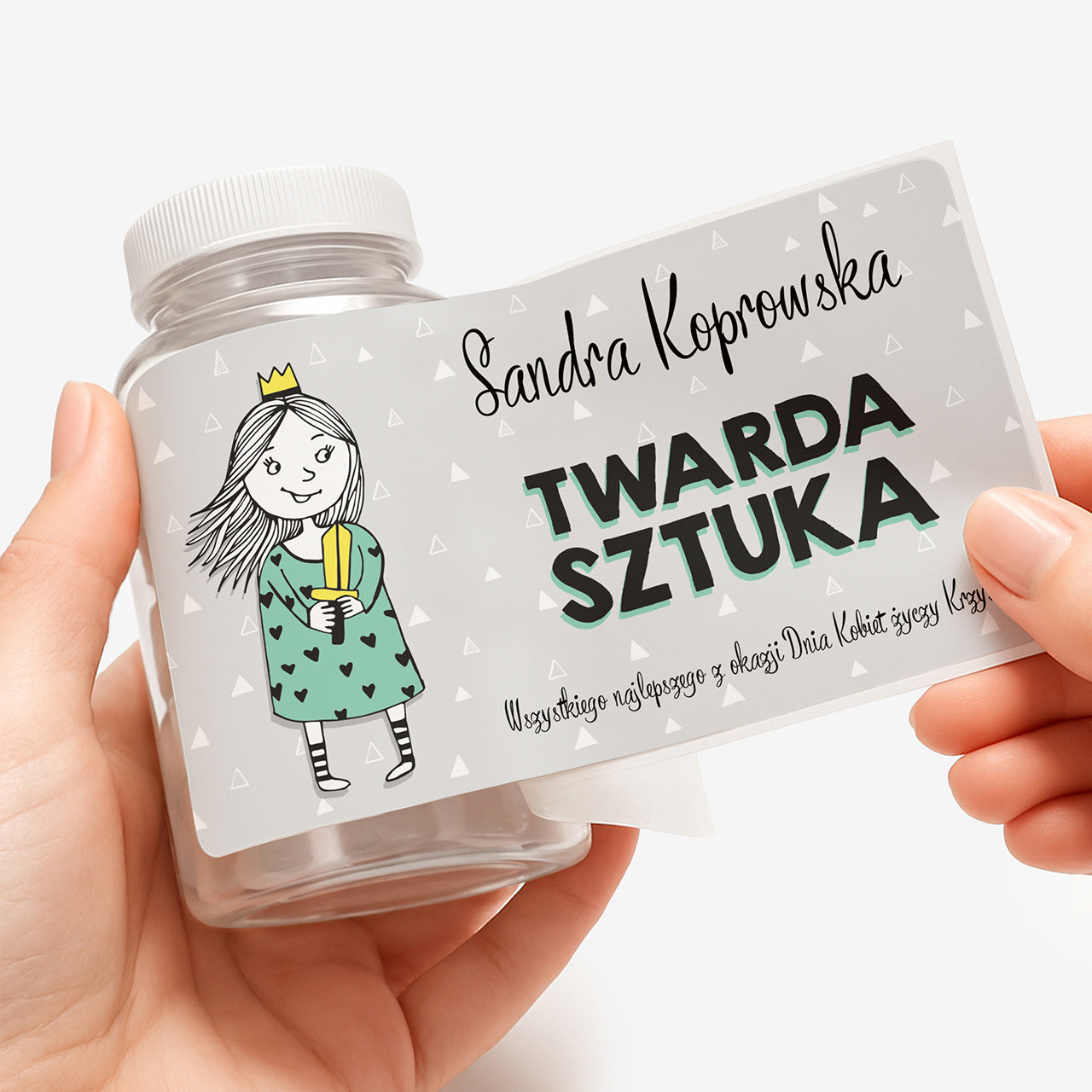 Opakowanie na cukierki z etykietą personalizowaną - Twarda Sztuka - prezent dla koleżanki