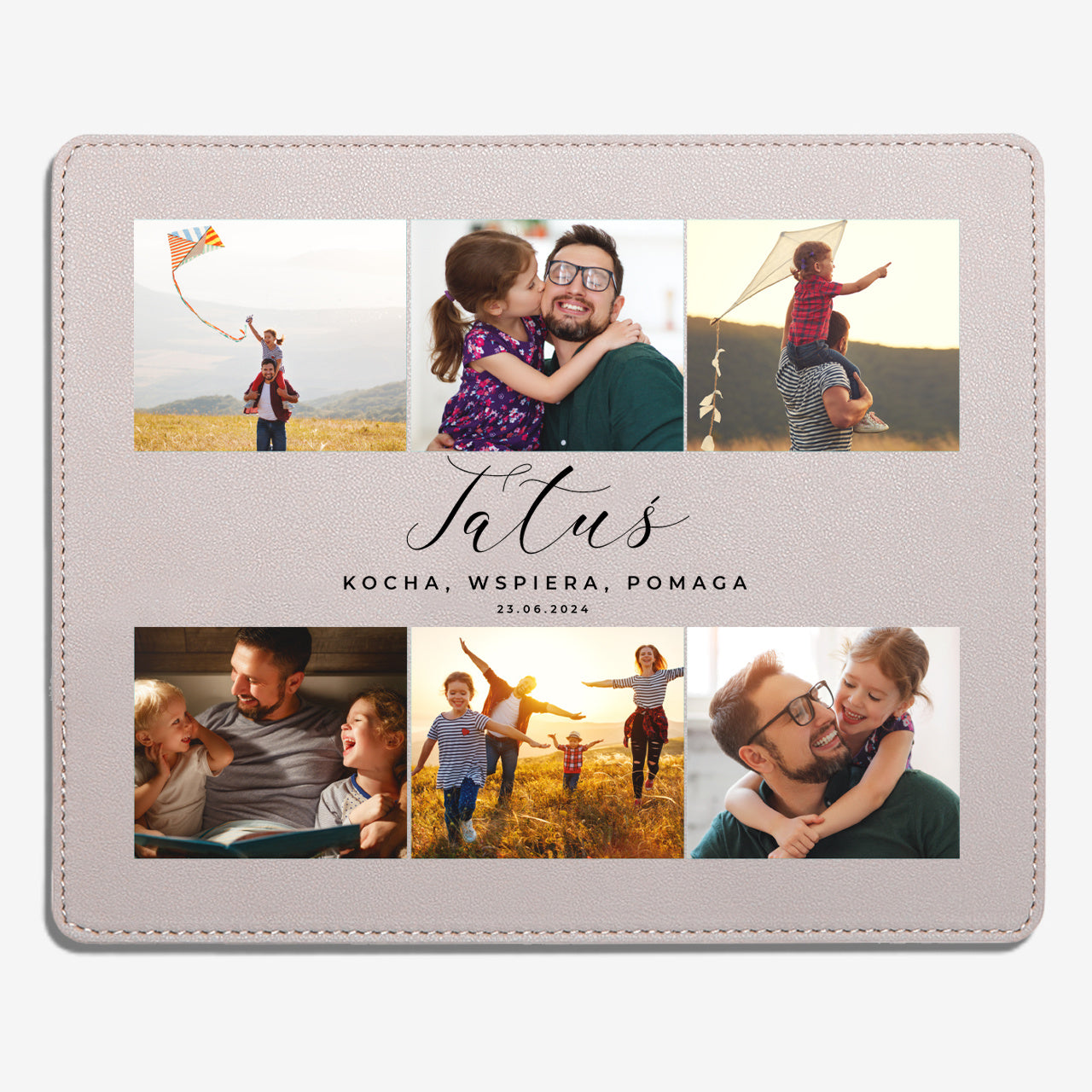 Personalizowana podkładka pod mysz beżowa - pożyteczny prezent dla taty