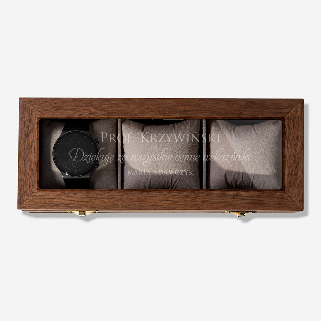 Personalizowane pudełko na zegarki - podziękowanie dla promotora