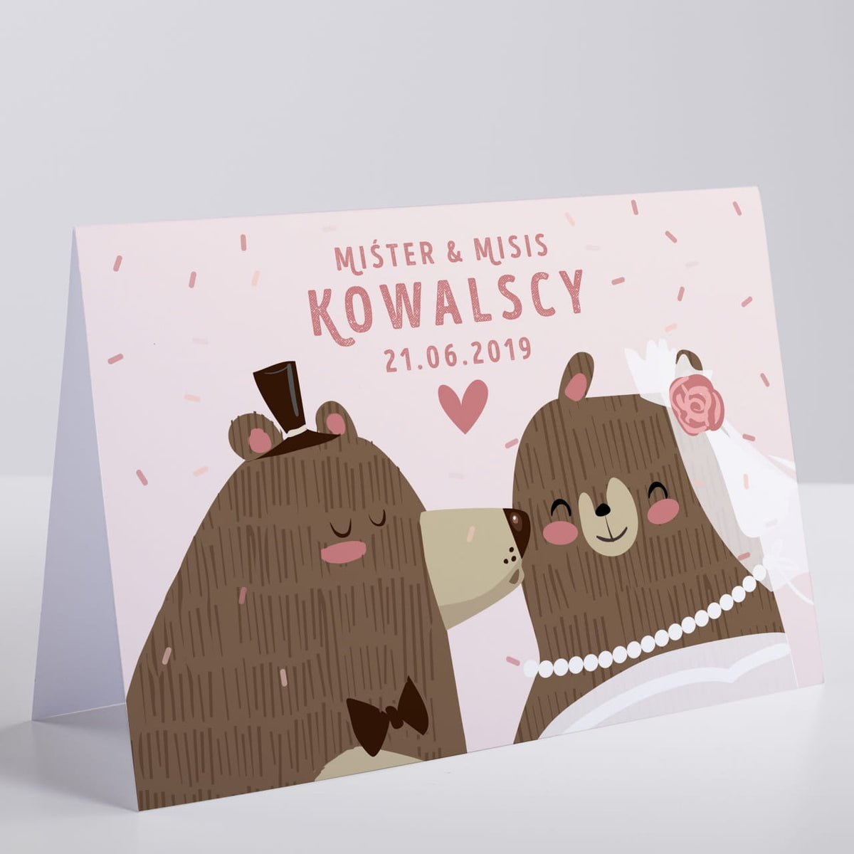 Personalizowana kartka a4 na ślub - miśter & misis