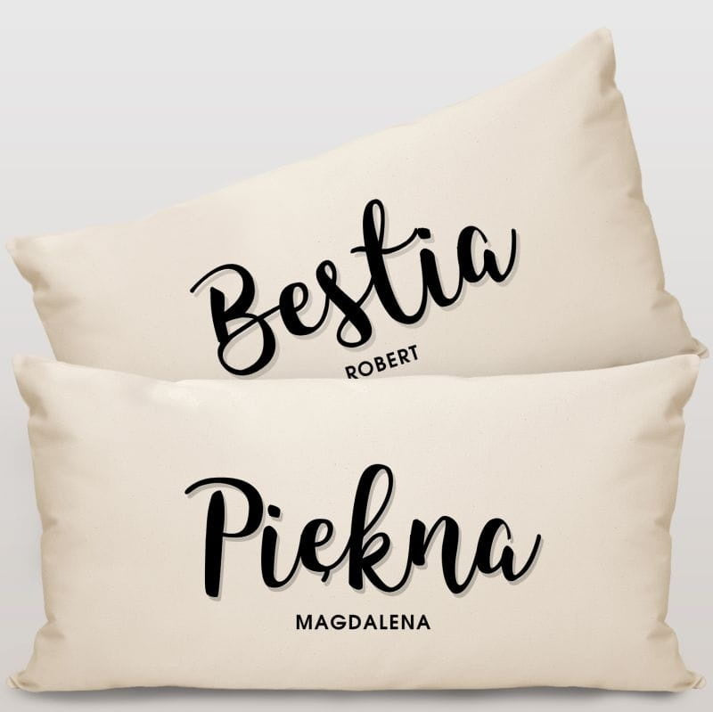 Personalizowane poduszki dla pary - piękna i bestia