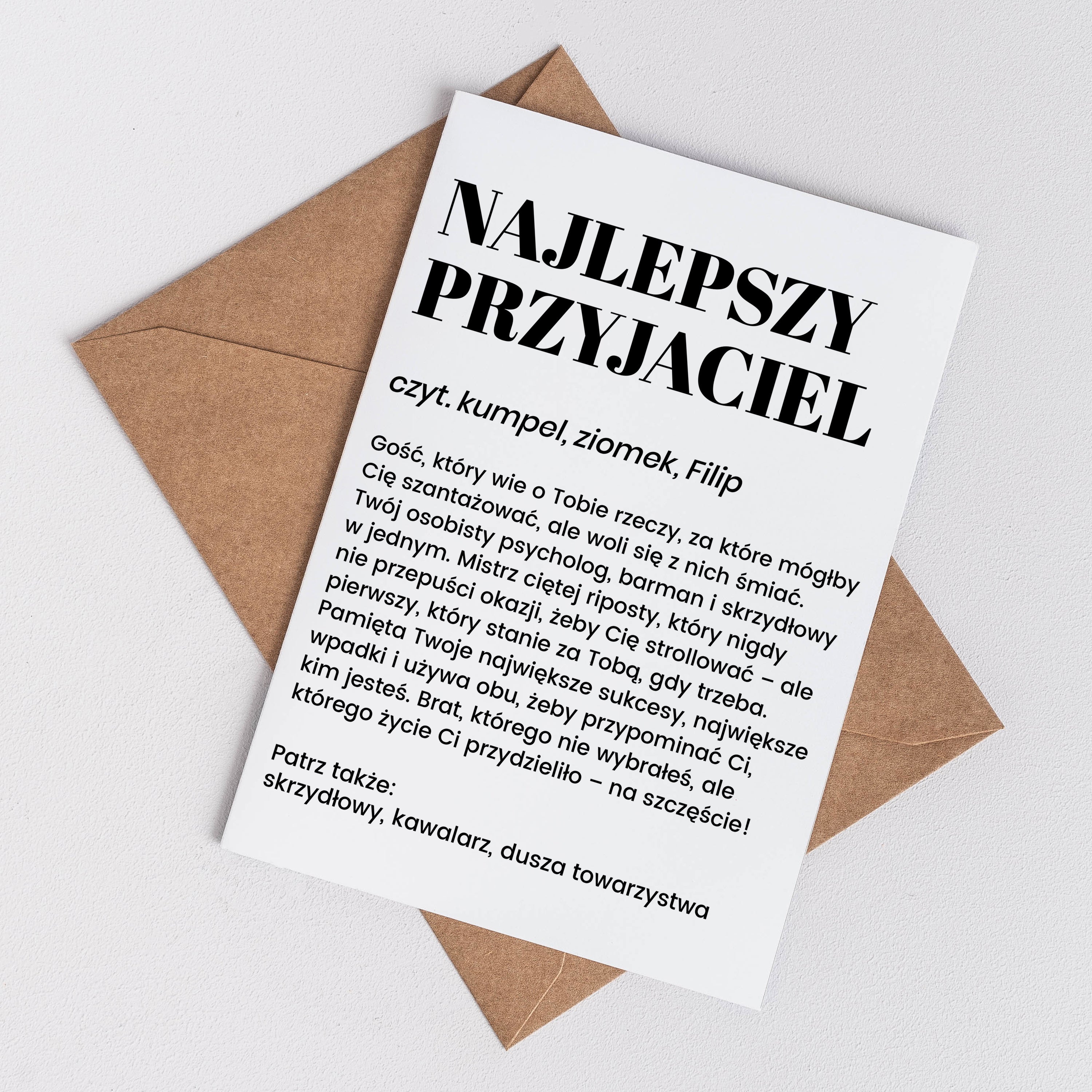Kartka dla przyjaciela - Najlepszy Przyjaciel prezent dla przyjaciela śmieszna kartka