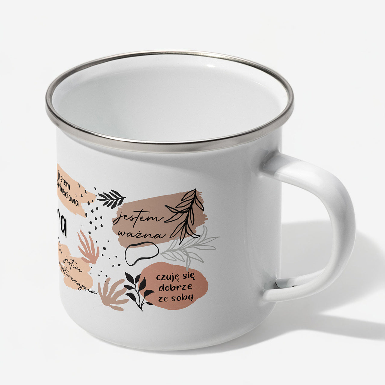 Kubek emaliowany Self Love prezent motywacyjny kubek z nadrukiem