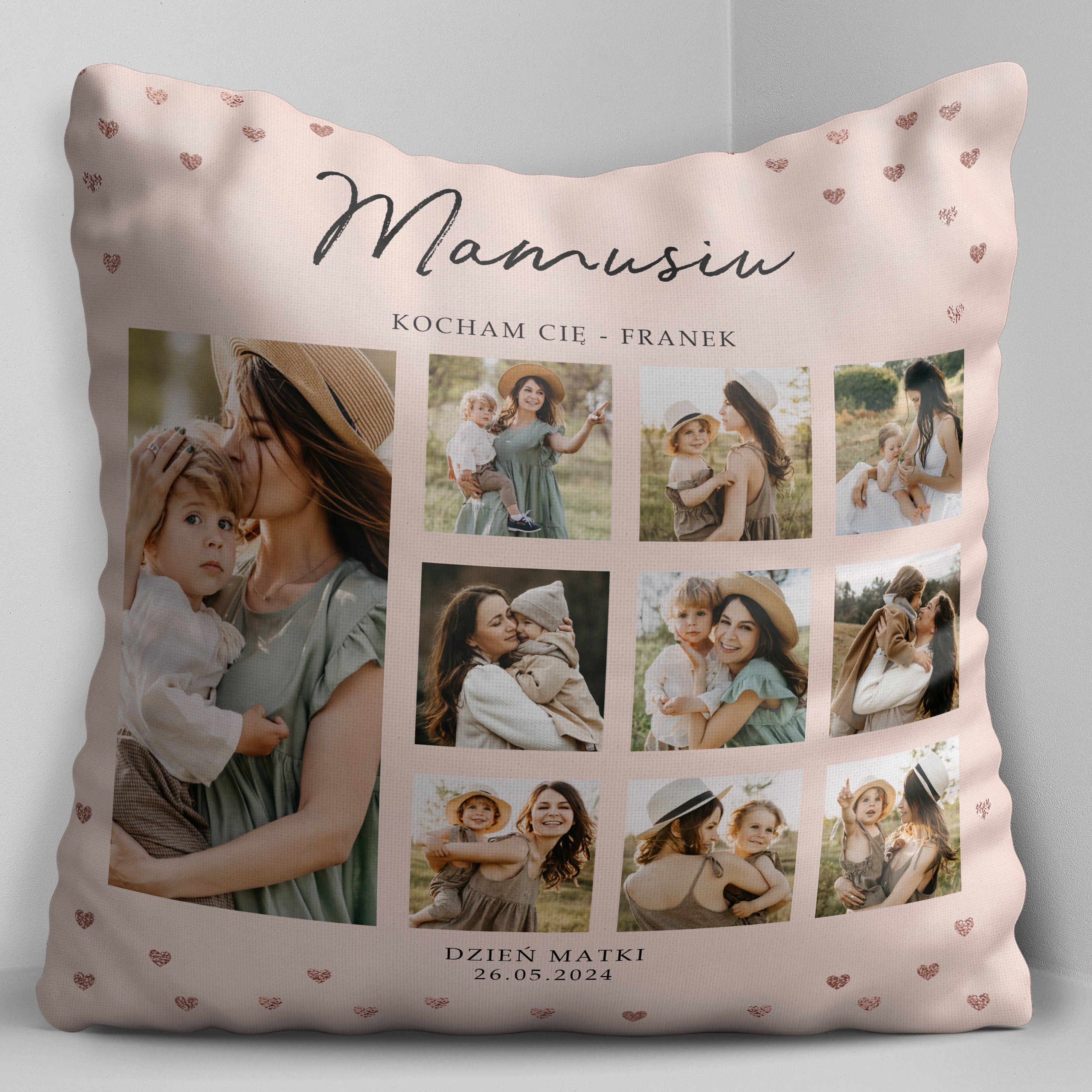 Personalizowana poduszka na Dzień Mamy - kolaż zdjęć