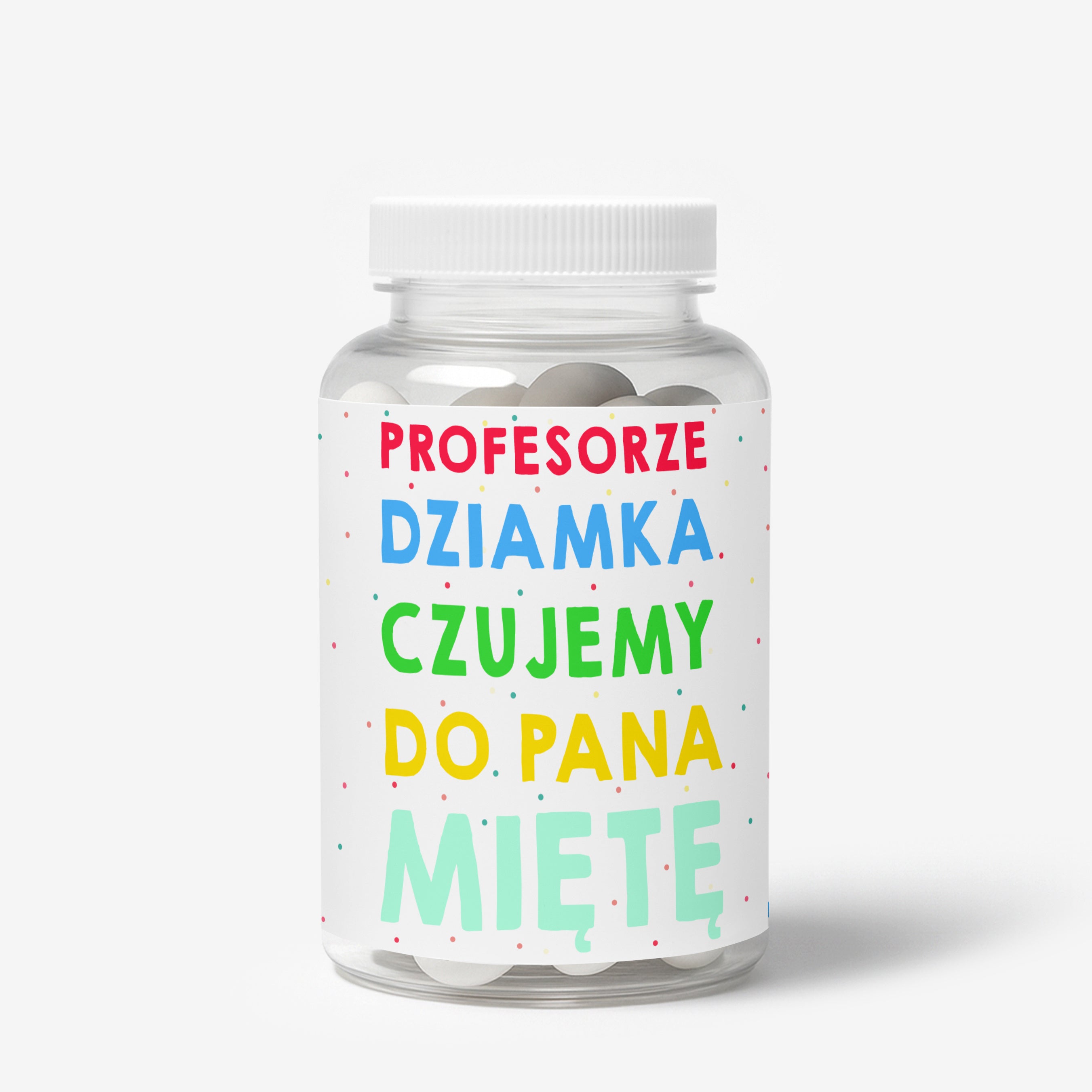 Miętówki + etykieta dekoracyjna do samodzielnego naklejenia - upominek dla nauczyciela