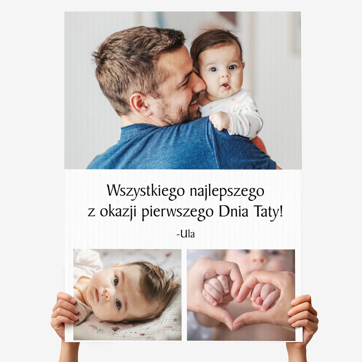 Kartka a4 ze zdjęciami na Pierwszy Dzień Taty prezent dla młodego taty