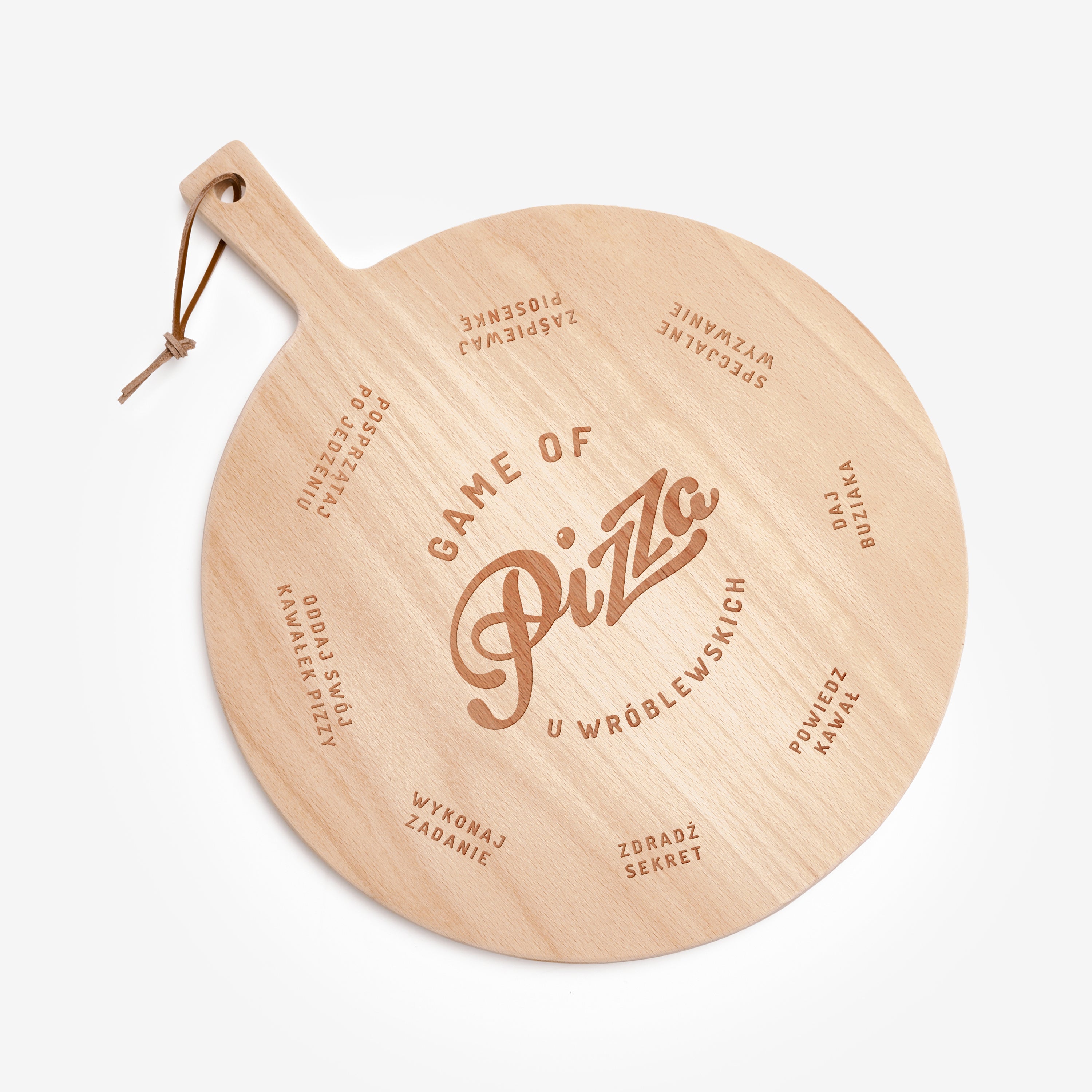 Drewniana deska do pizzy z grawerem - game of pizza