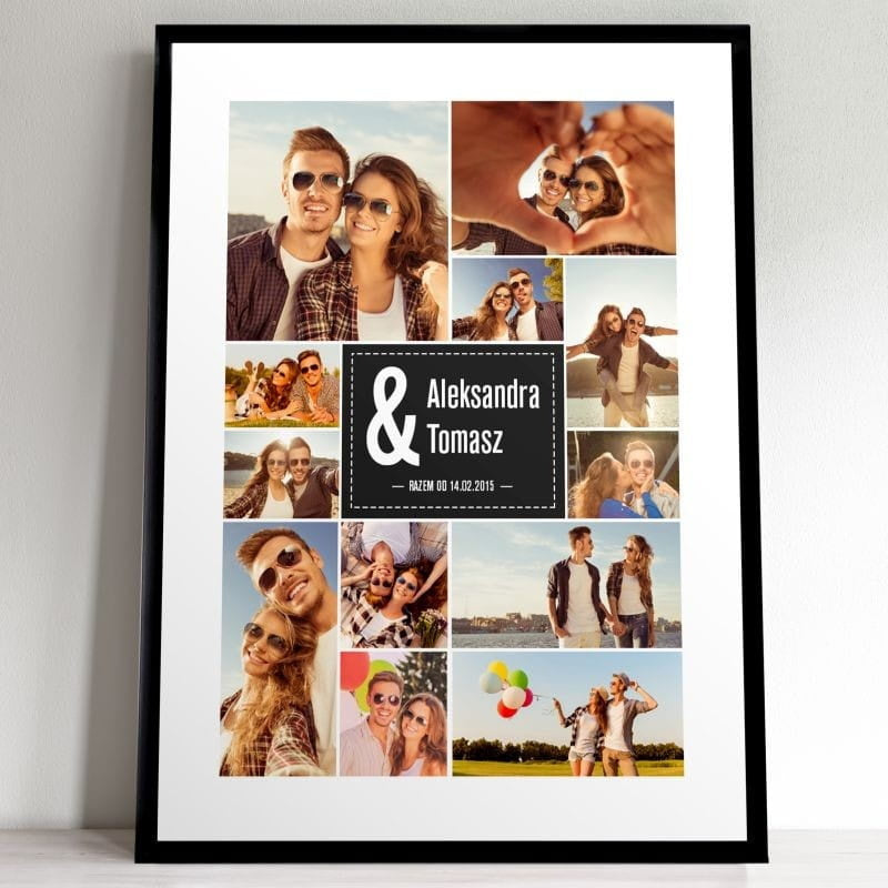 Personalizowany plakat ze zdjęciami plakat na prezent prezent dla pary