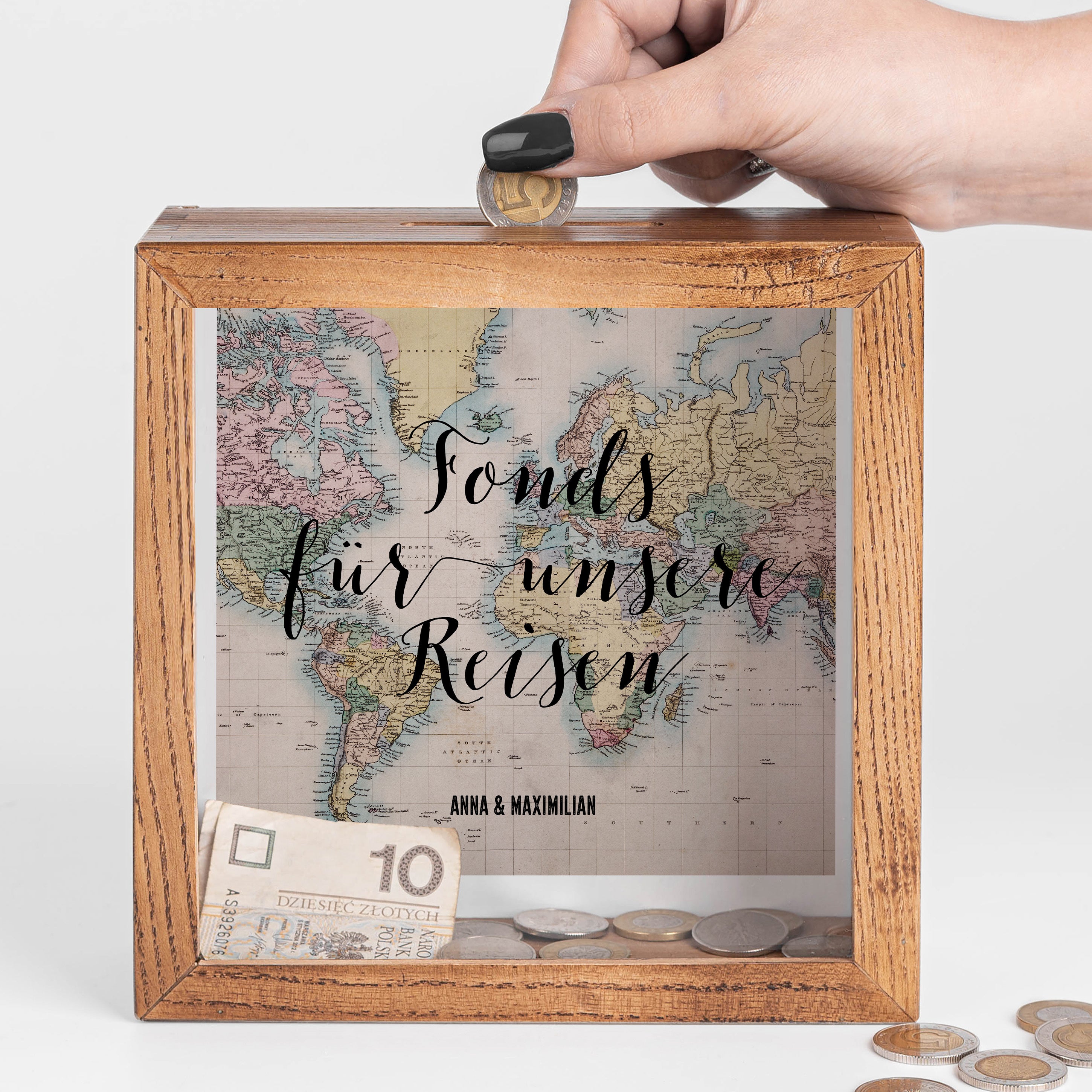 Spardose FÜR REISEN Geschenk für einen Reisenden
