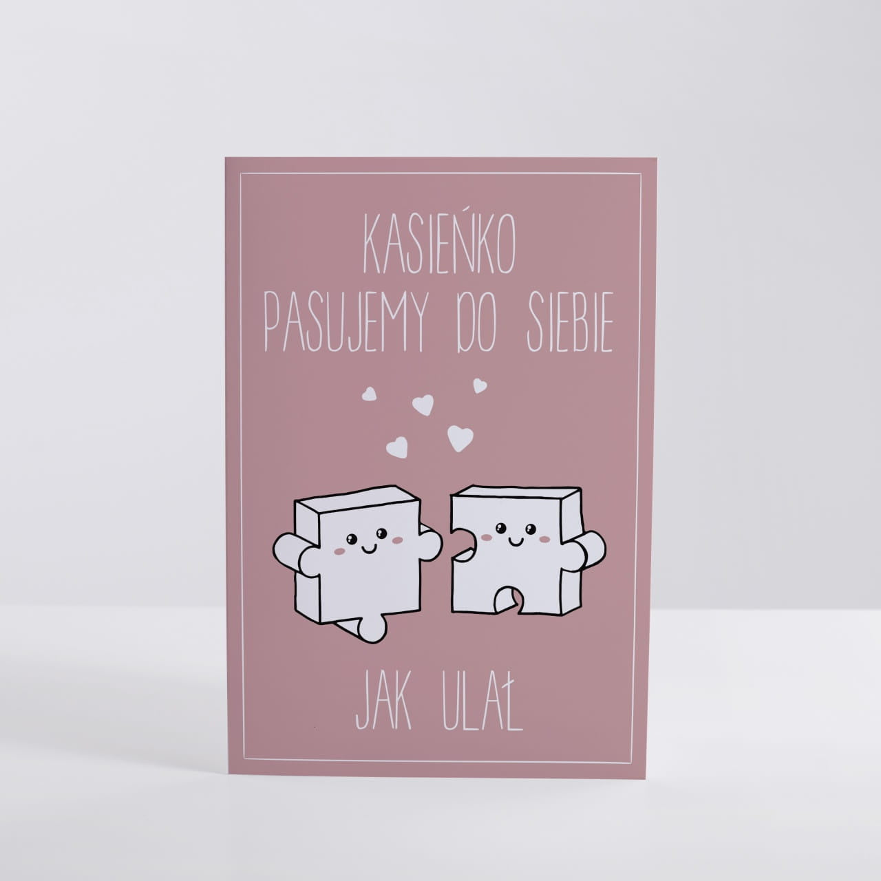 Kartka walentynkowa z personalizacją - puzzle kartka dla zakochanych prezent na Walentynki kartka miłosna 