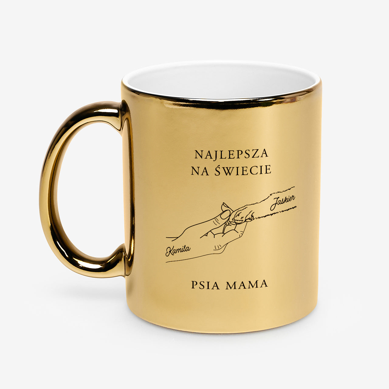 Personalizowany kubek złoty dla psiej mamy