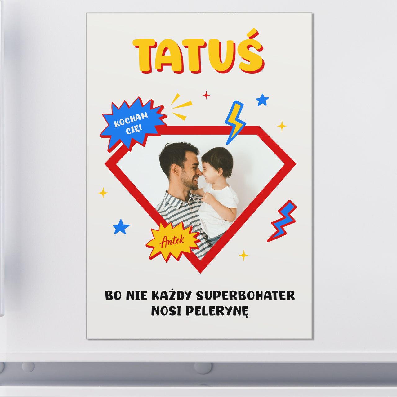 Magnes na Dzień Taty – superbohater magnes ze zdjęciem prezent dla Taty na Dzień Taty upominek dla Taty