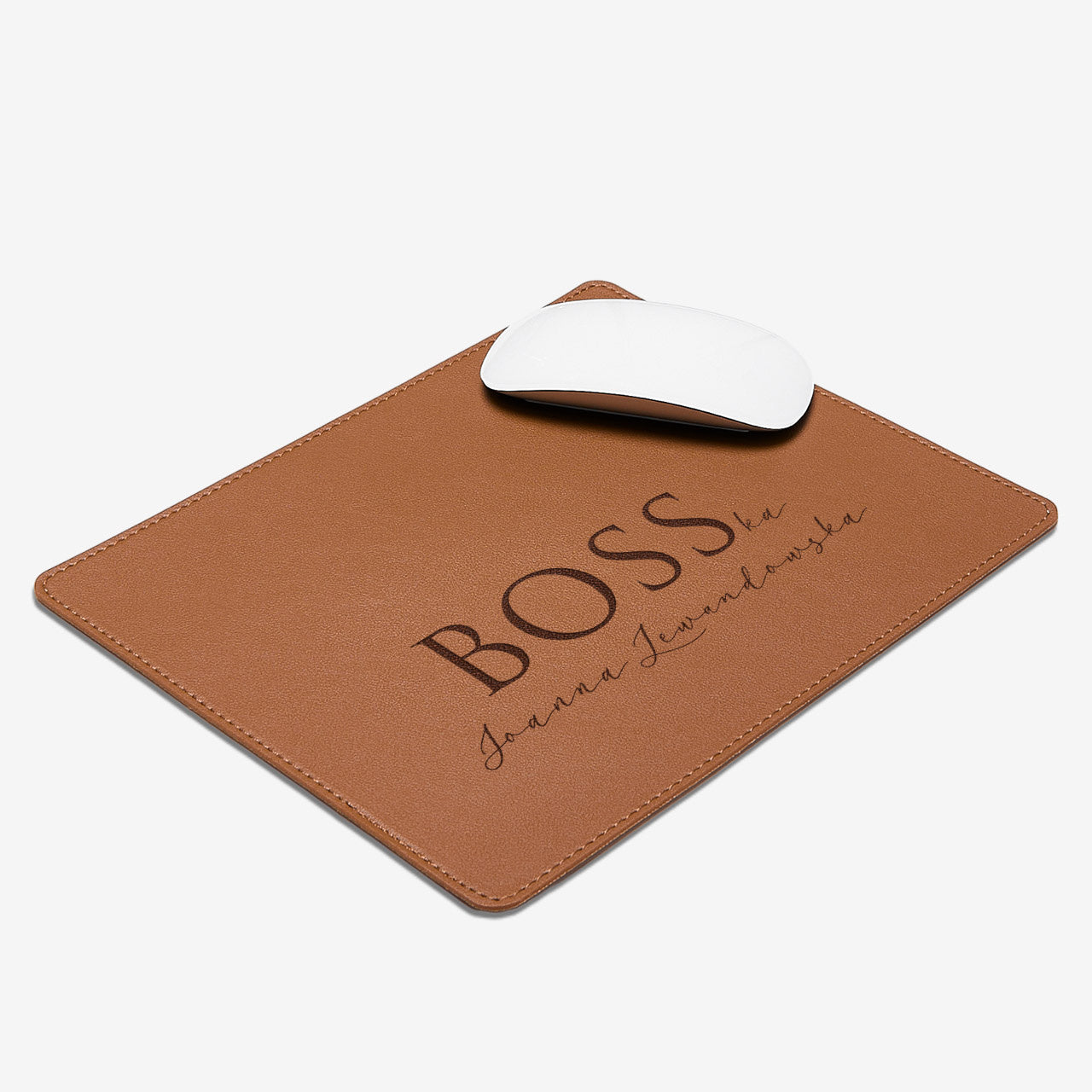 Brązowa podkładka pod mysz - prezent do biura dla szefowej