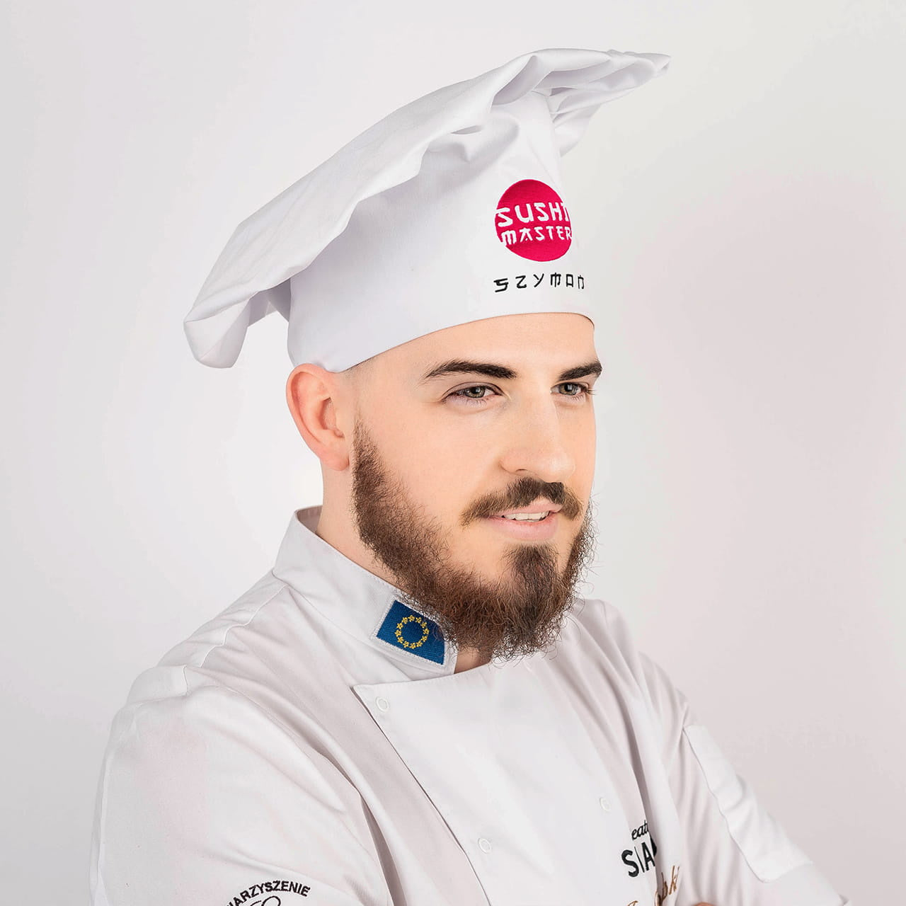 Czapka kucharska dla miłośnika sushi - sushi master personalizowana czapka kucharska prezent dla fana sushi 