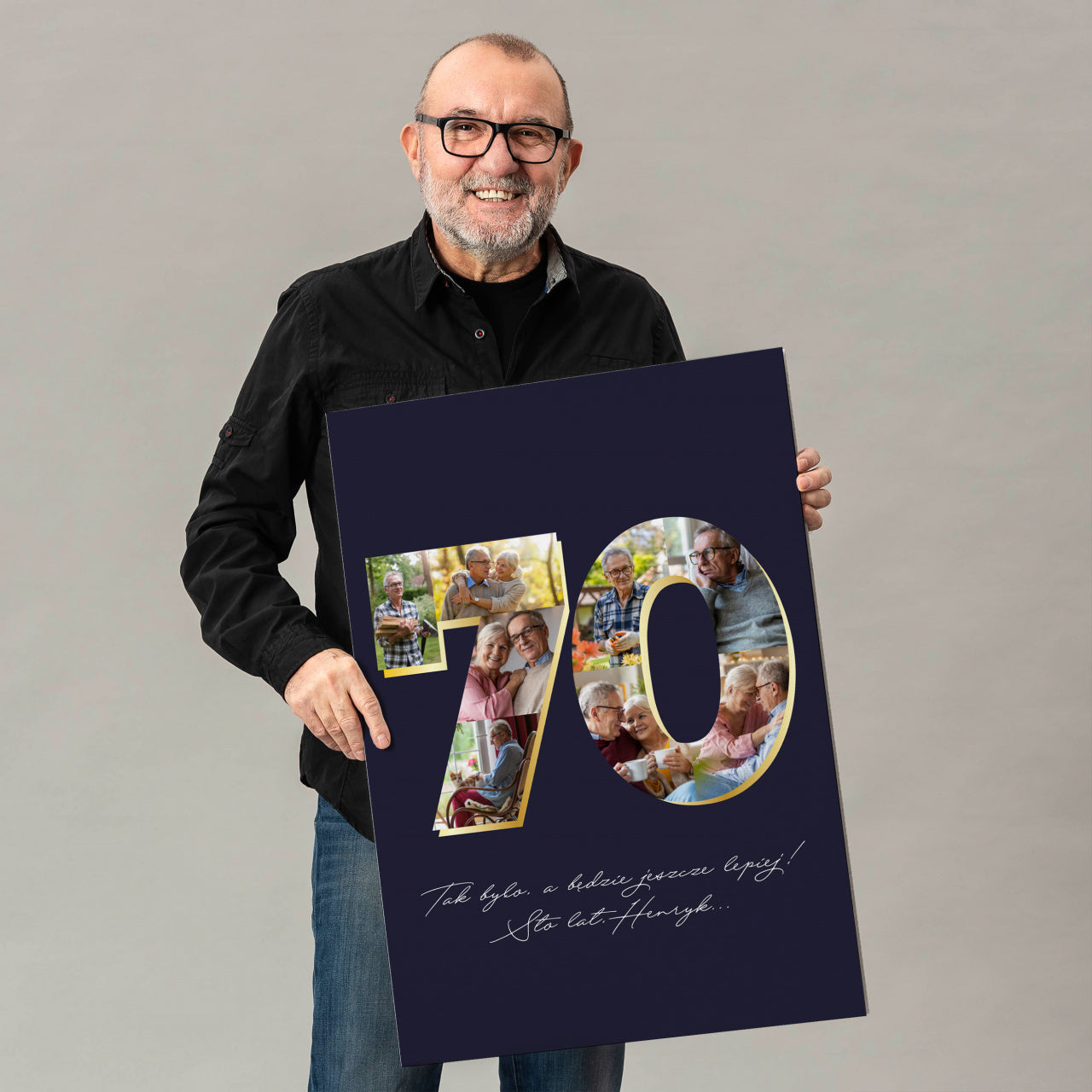Kartka urodzinowa ze zdjęciami - prezent na 70 urodziny dla mężczyzny prezent dla mężczyzny na 70 urodziny