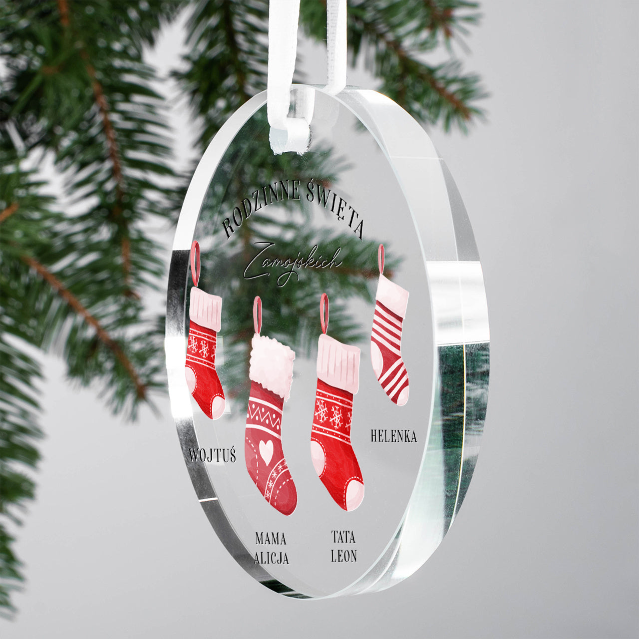Szklana zawieszka świąteczna - Rodzinne Święta