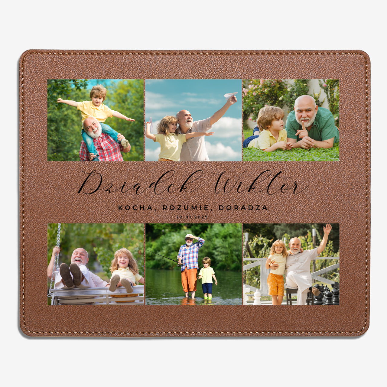 Brązowa podkłada pod mysz z personalizacją - praktyczny prezent dla dziadka