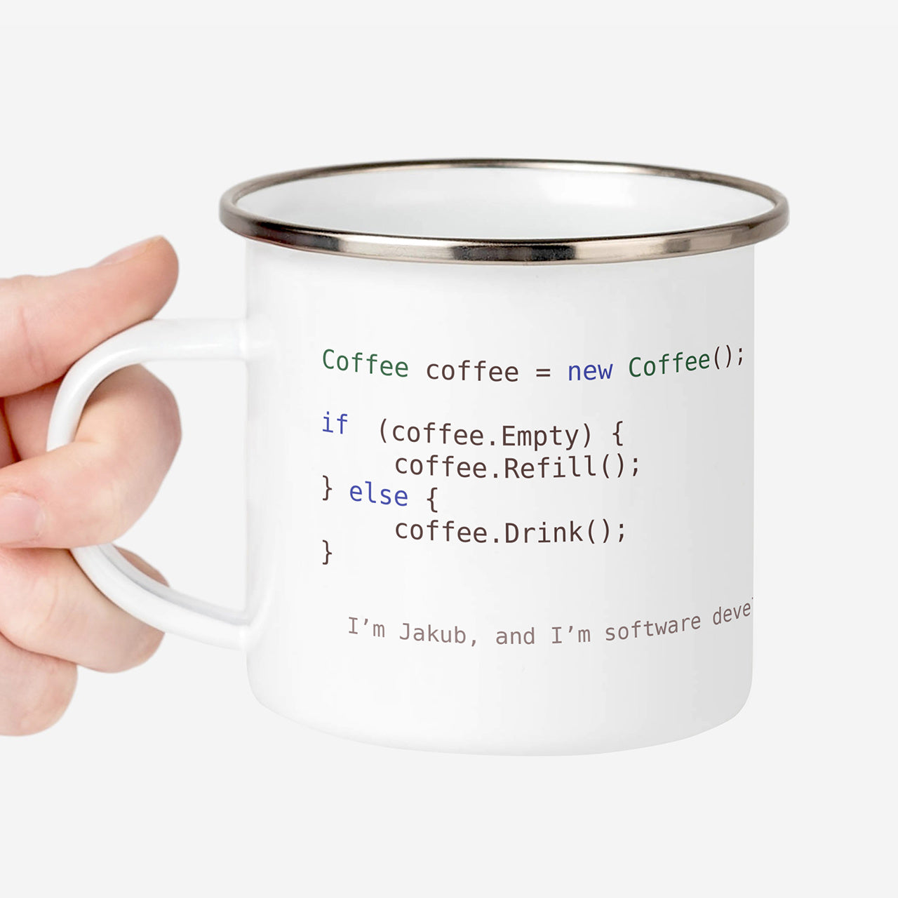 Kubek emaliowany dla programisty prezent dla programisty kubek dla informatyka