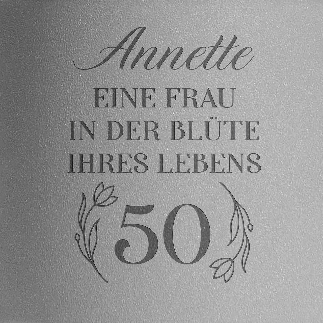 Gravierte Blumentopfhülle GESCHENK ZUM 50. GEBURTSTAG FÜR EINE FREUNDIN
