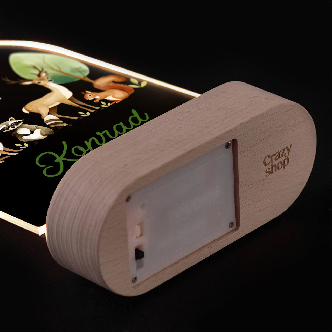 Statuetka z podświetleniem dla dziecka - leśne zwierzątka personalizowana lampka led dla dziecka 