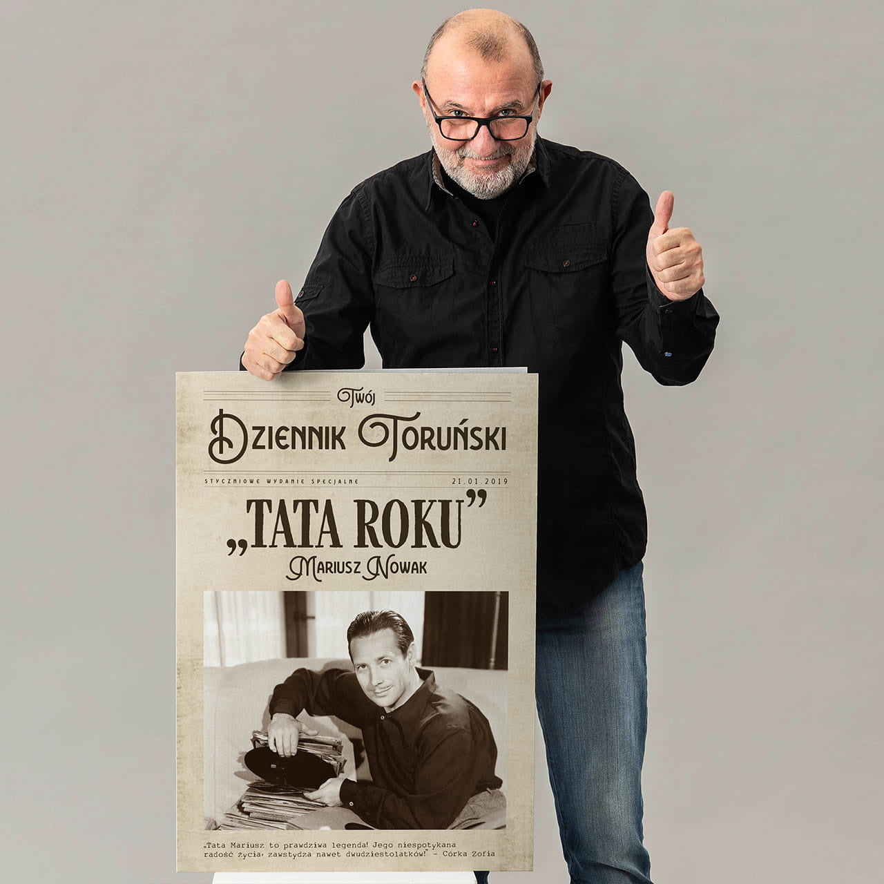 Duża kartka ze zdjęciem - Dziennik - prezent na Dzień Ojca prezent dla taty prezent na dzień taty kartka dla taty