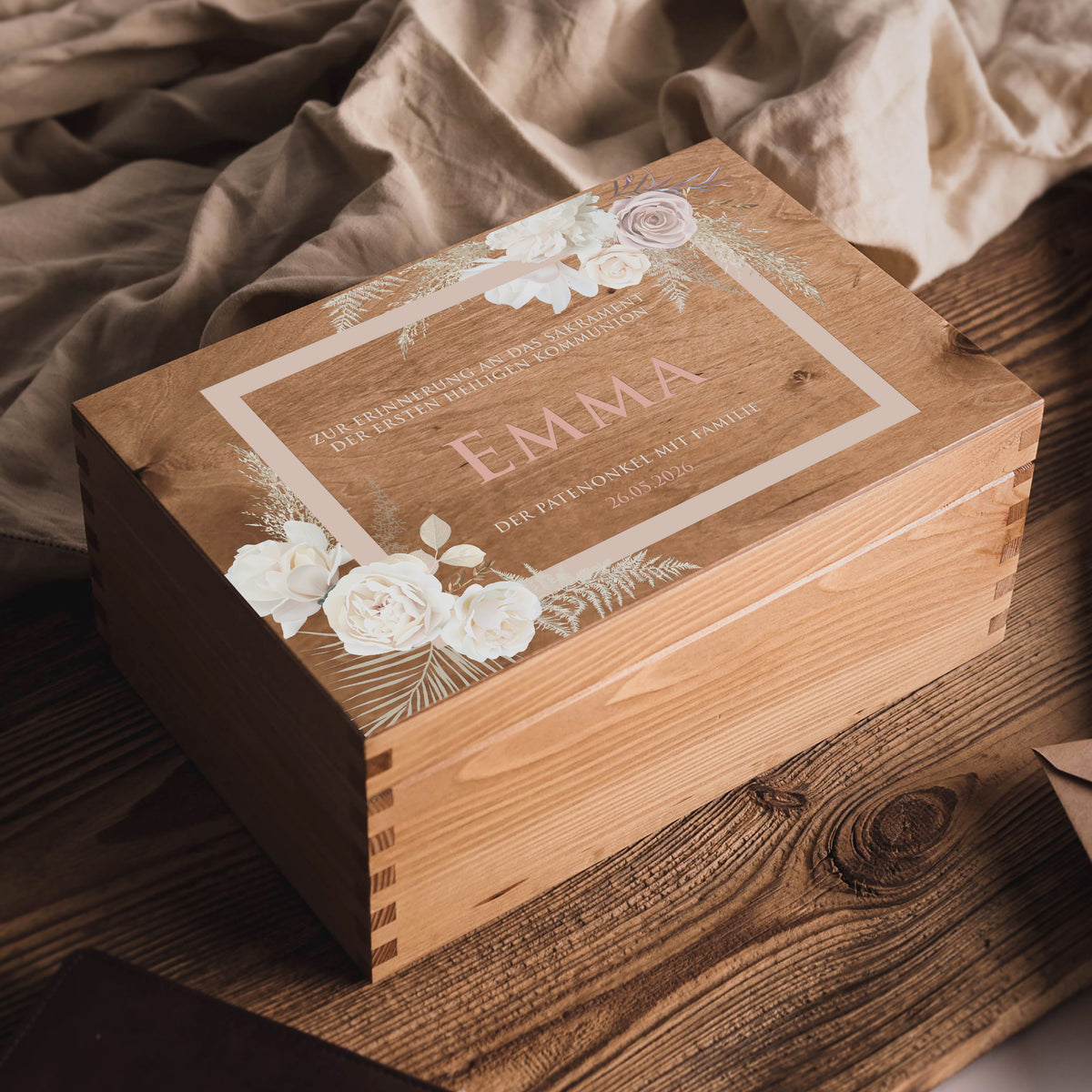 Personalisierte Holzbox - Geschenk zur Kommunion