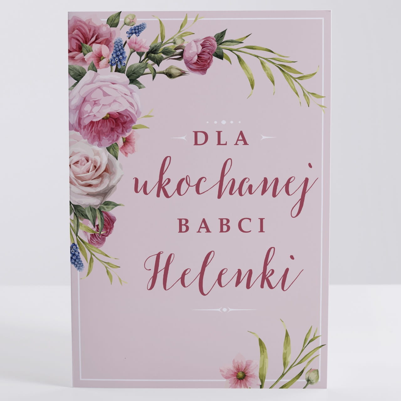 Personalizowana kartka z kwiatami dla babci prezent dla babci kartka urodzinowa dla babci kartka z dedykacją