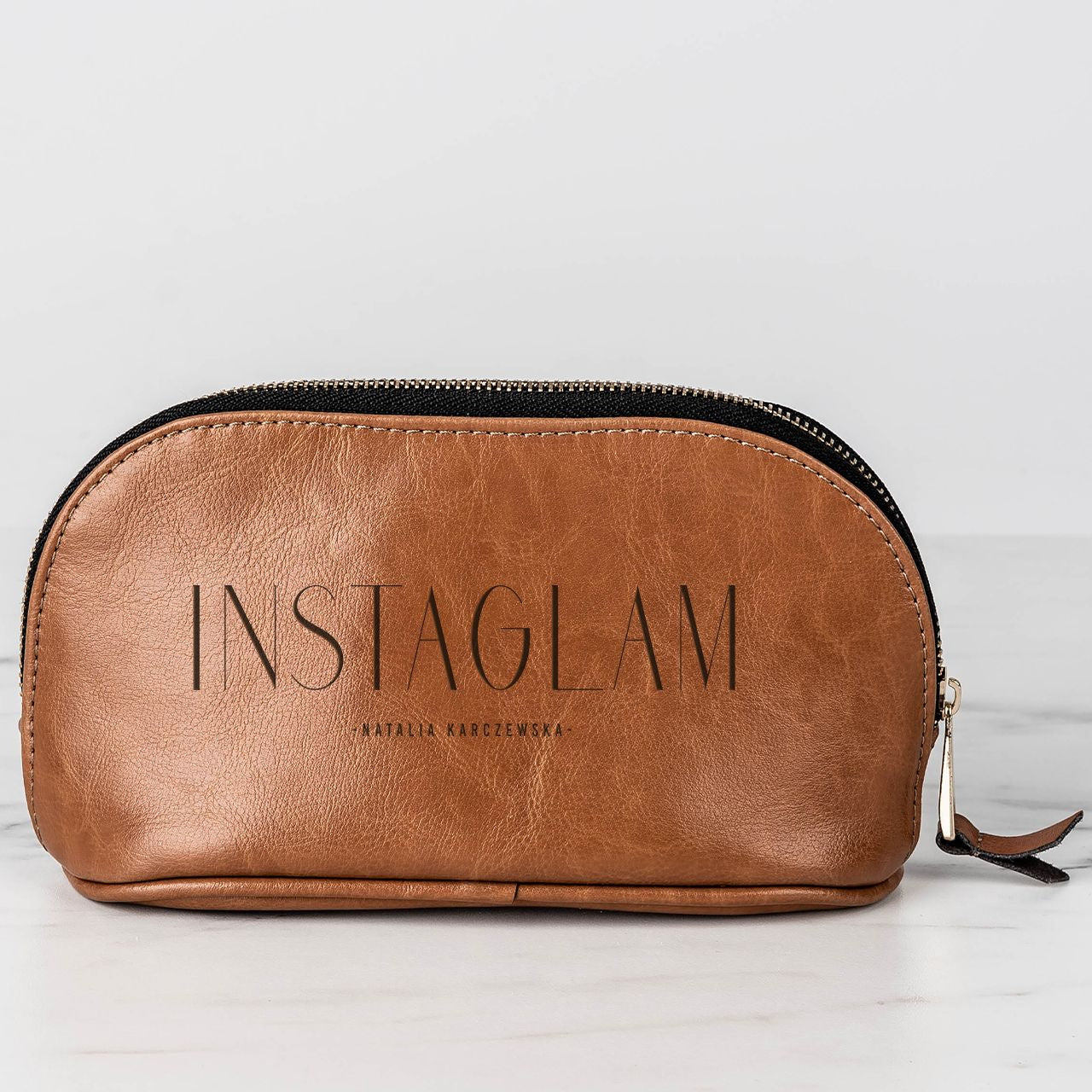 Kosmetyczka skórzana - Instaglam - prezent dla influencerki skórzana kosmetyczka damska kosmetyczka