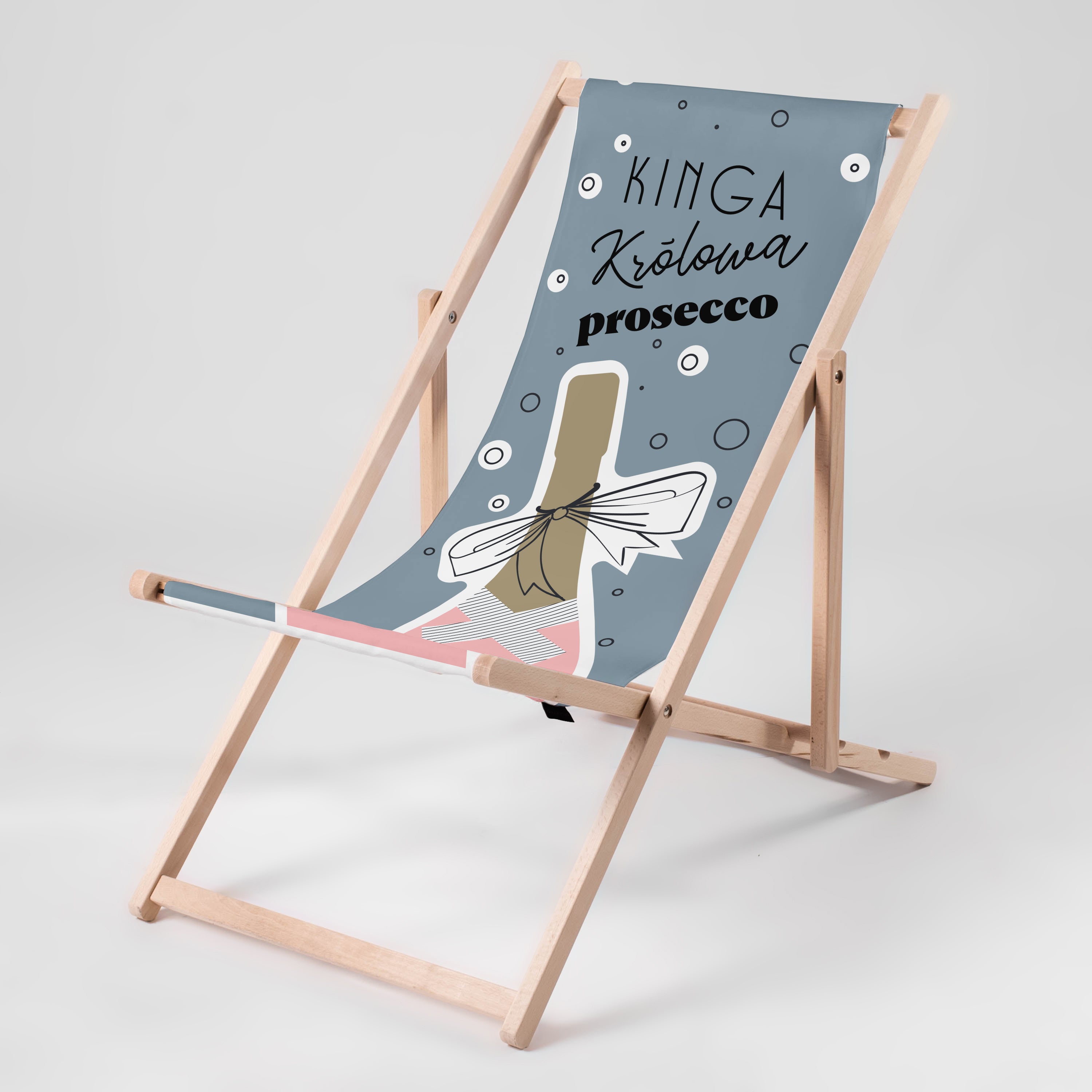 Personalizowany leżak dla miłośniczki prosecco prezent dla przyjaciółki leżak personalizowany