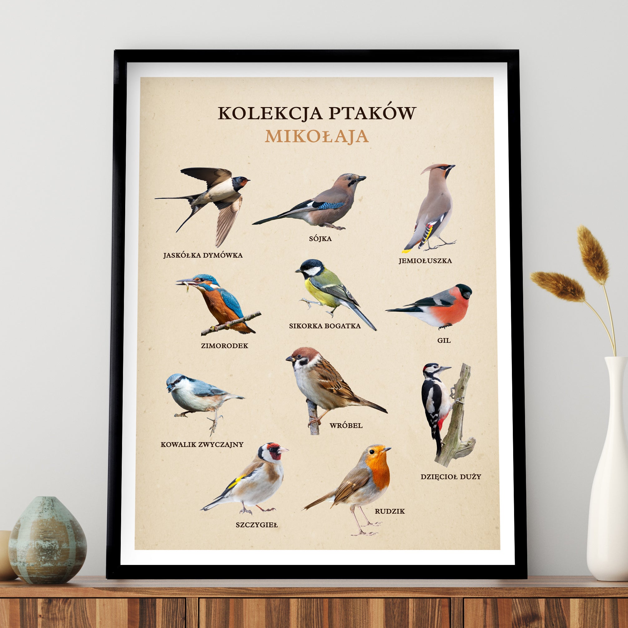Plakat z ptakami