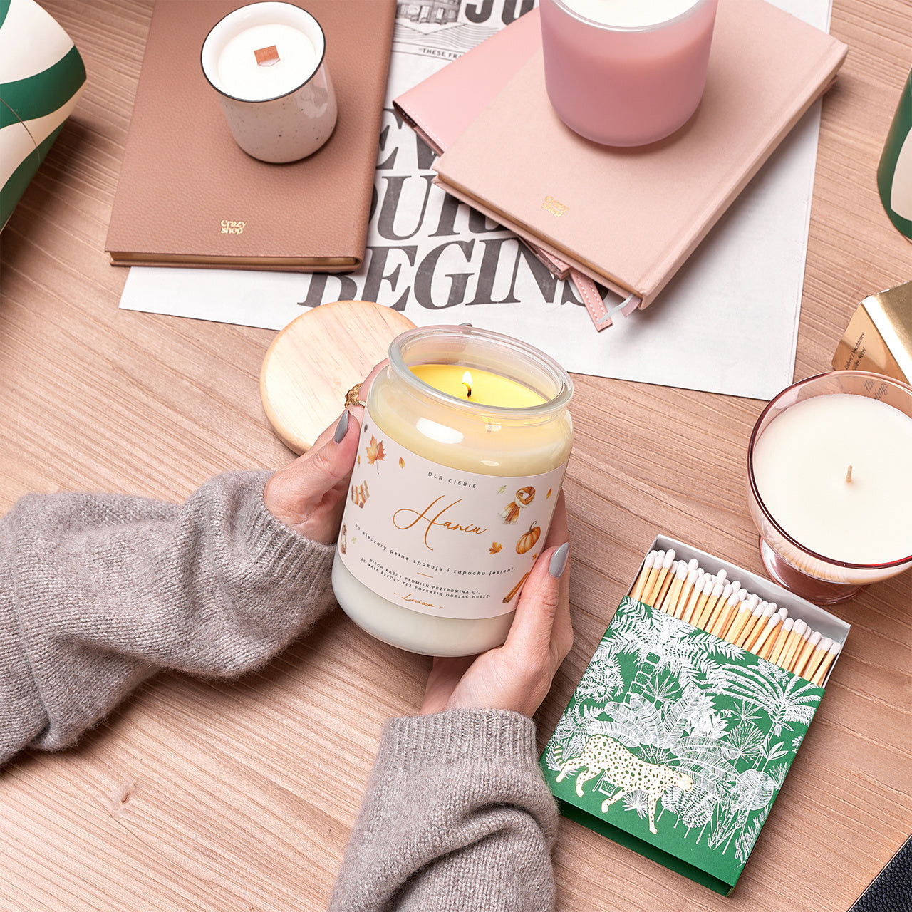 Personalizowana świeca dla jesieniary wyjątkowy prezent dla jesieniary świeca świeczka personalizowana