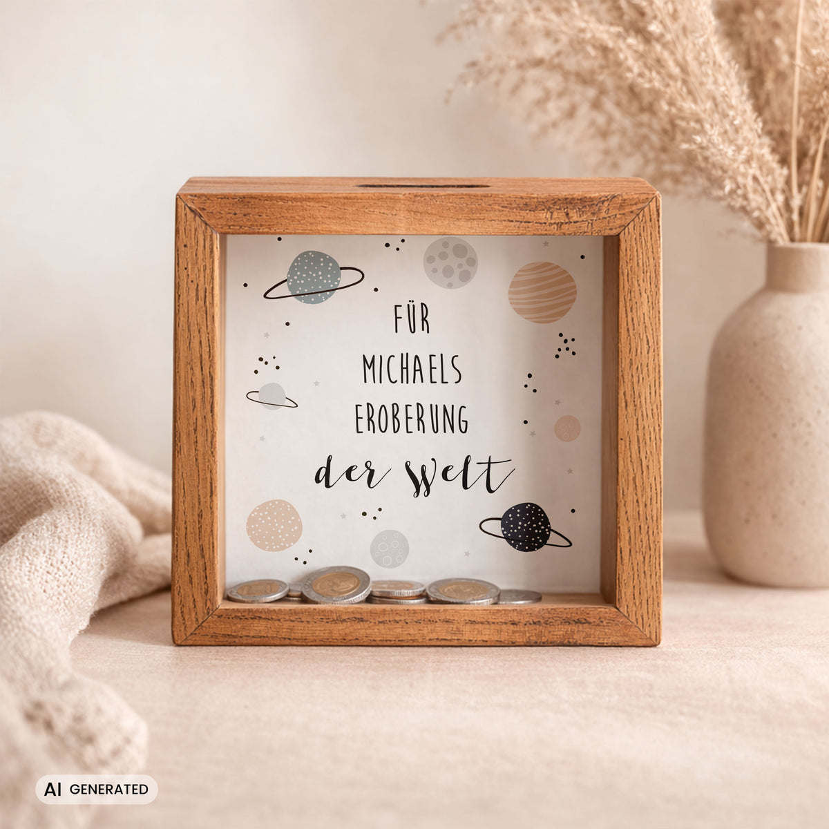 Spardose FÜR DIE EROBERUNG DER WELT - Geschenk für einen Jungen