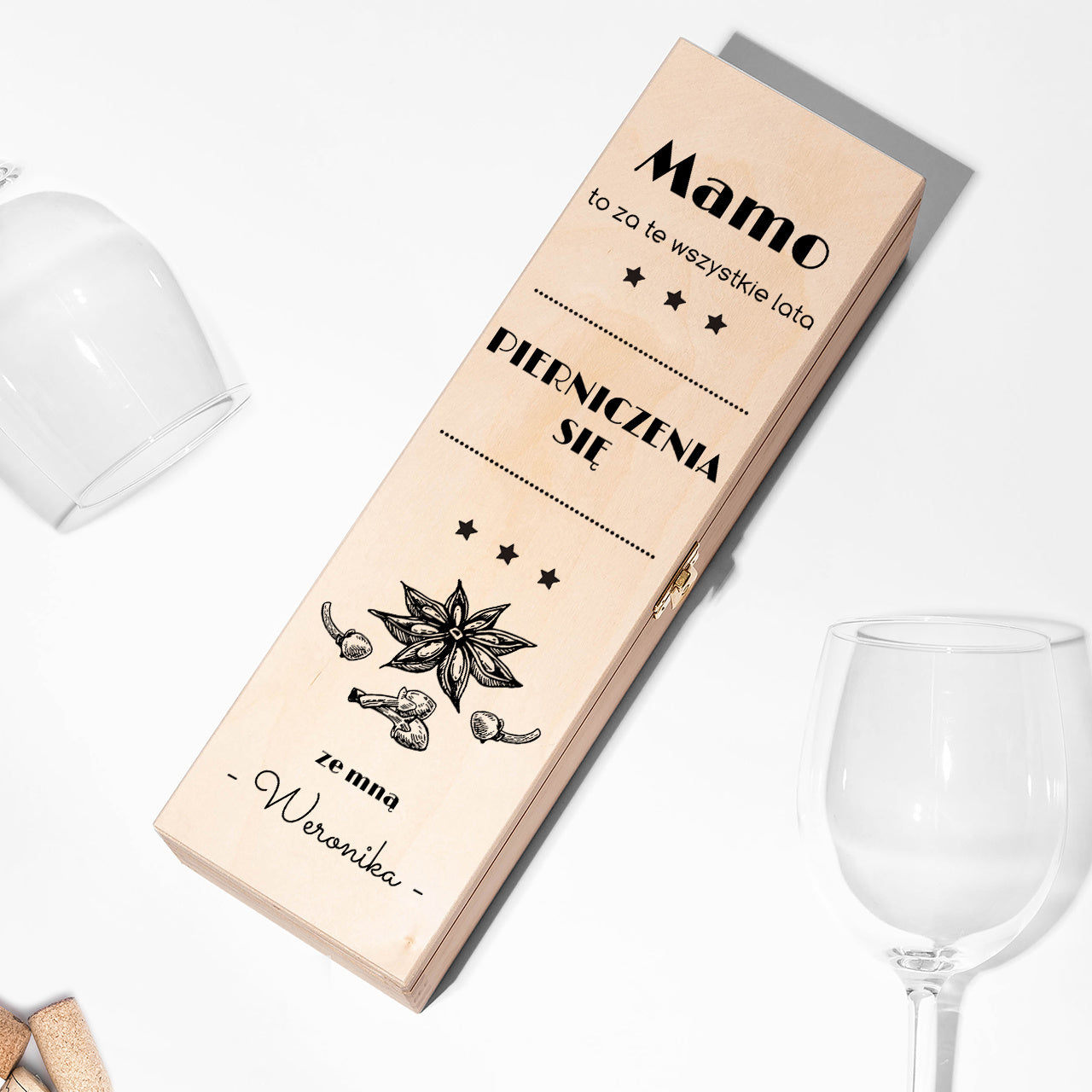 Skrzynka do wina na prezent dla mamy skrzynka na wino personalizowana prezent dla mamy